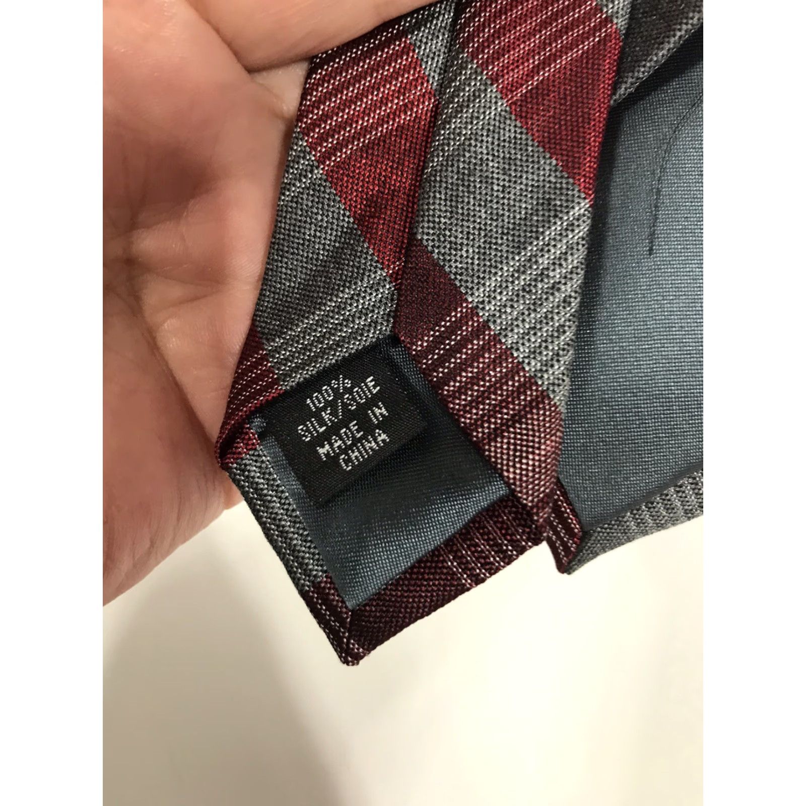 Vintage Silk Tie Red/Gray Plaid 30in Classic Pointed Men’s One Size Neck Tie Size ONE SIZE - 3 Thumbnail