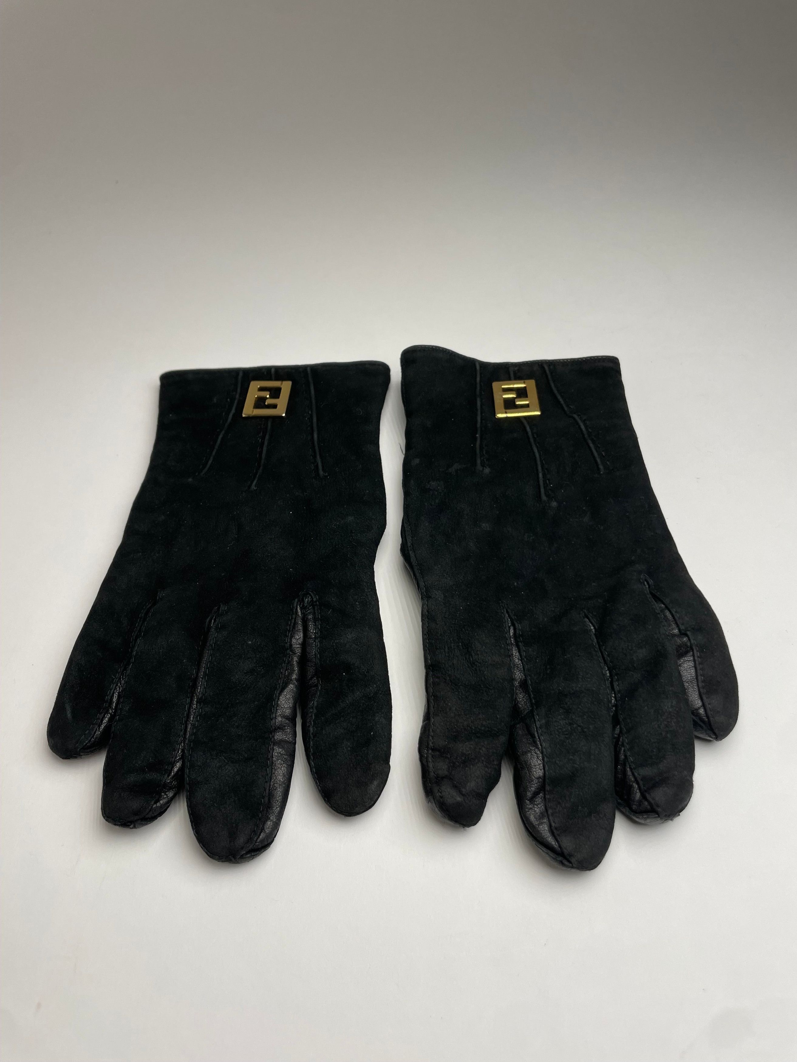 Fendi Vintage Leather Gloves Black S/M Size ONE SIZE - 1 Thumbnail
