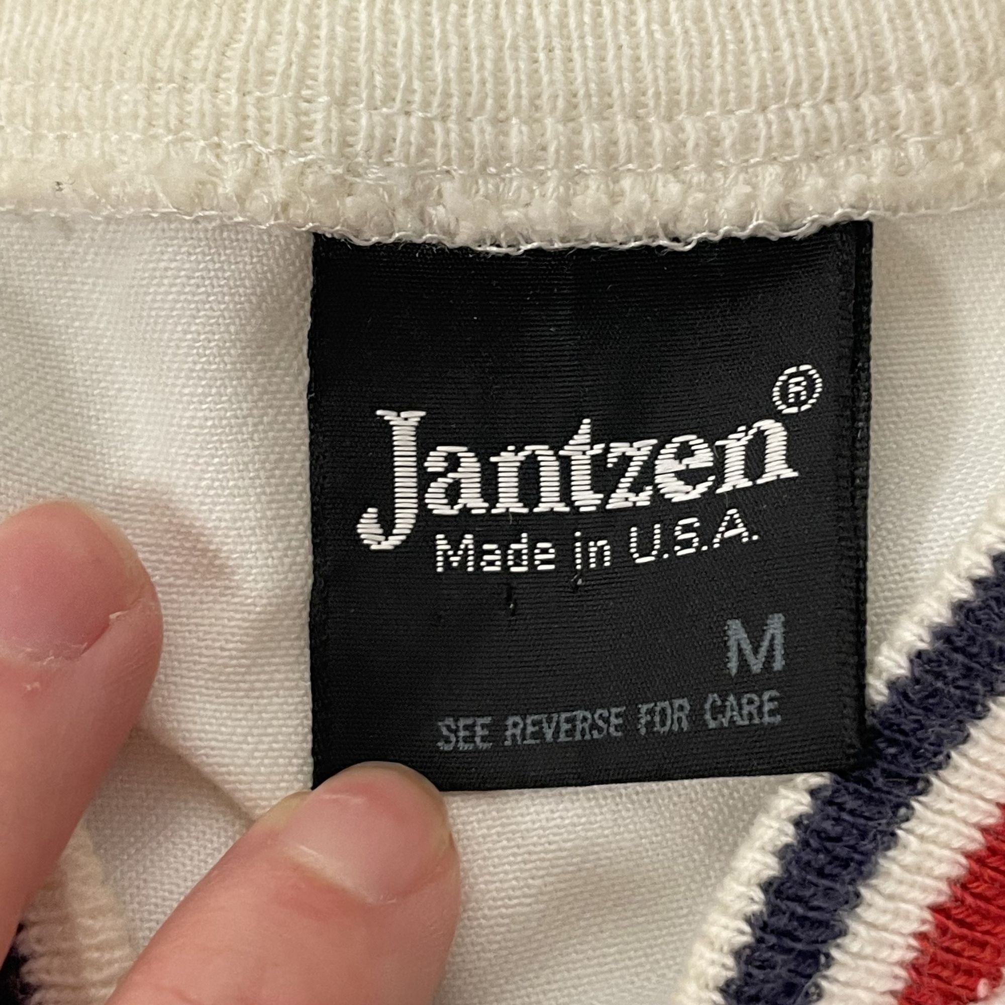 Jantzen Vtg Jantzen White RINGER Windbreaker LOGO Button Back Jacket Size US M / EU 48-50 / 2 - 5 Thumbnail