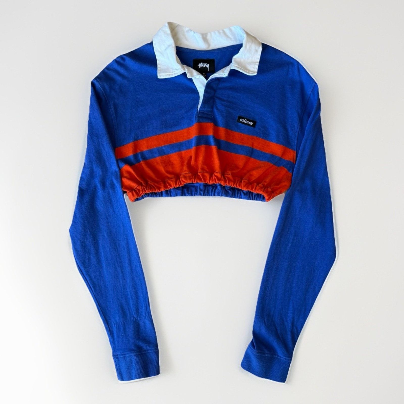 Stussy Stussy Rugby Shirt Women's Medium Blue Orange Cropped Size M / US 6-8 / IT 42-44 - 1 Thumbnail