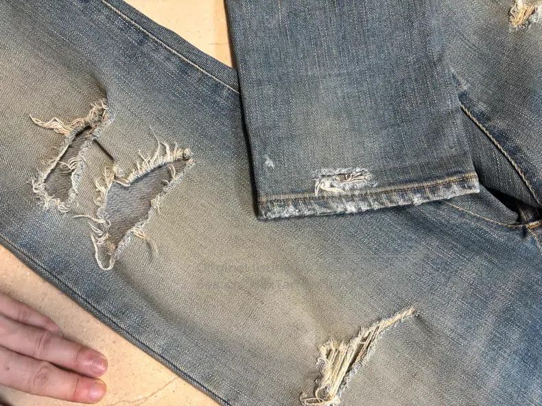 Saint Laurent Paris Saint Laurent Paris Cat Whisker Demon Claw Blue Destroyed Size US 31 - 7 Thumbnail