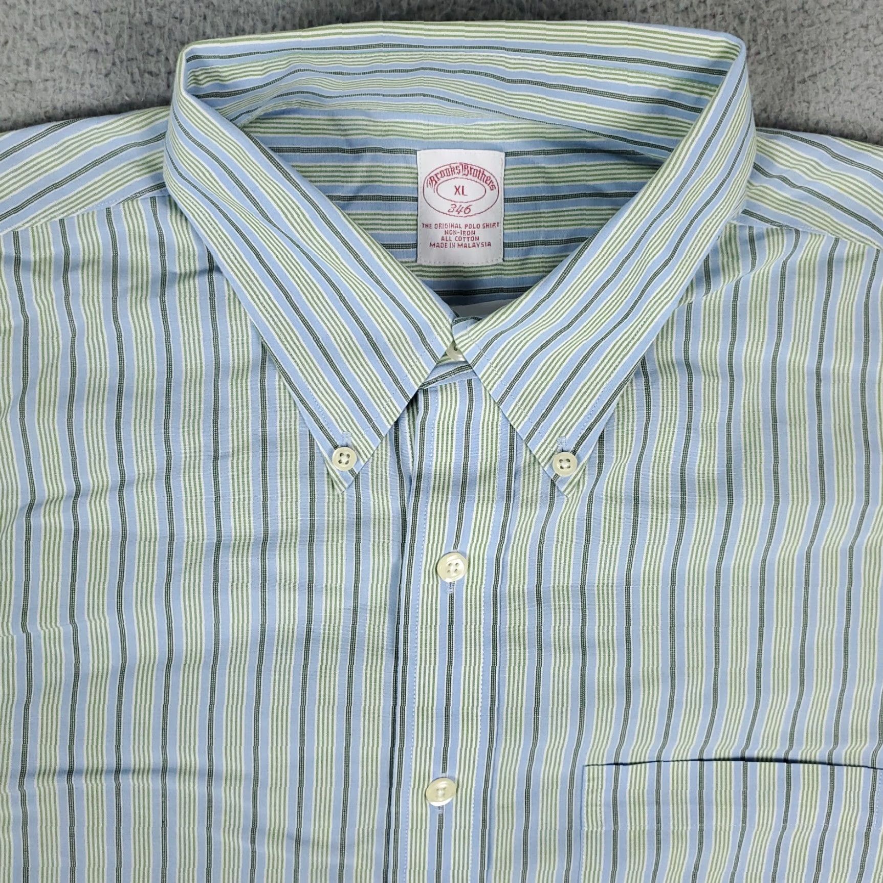 Brooks Brothers Brooks Brothers Men's Blue Green Striped Non-Iron Button-Up Shirt XL Stained Size US XL / EU 56 / 4 - 2 Thumbnail