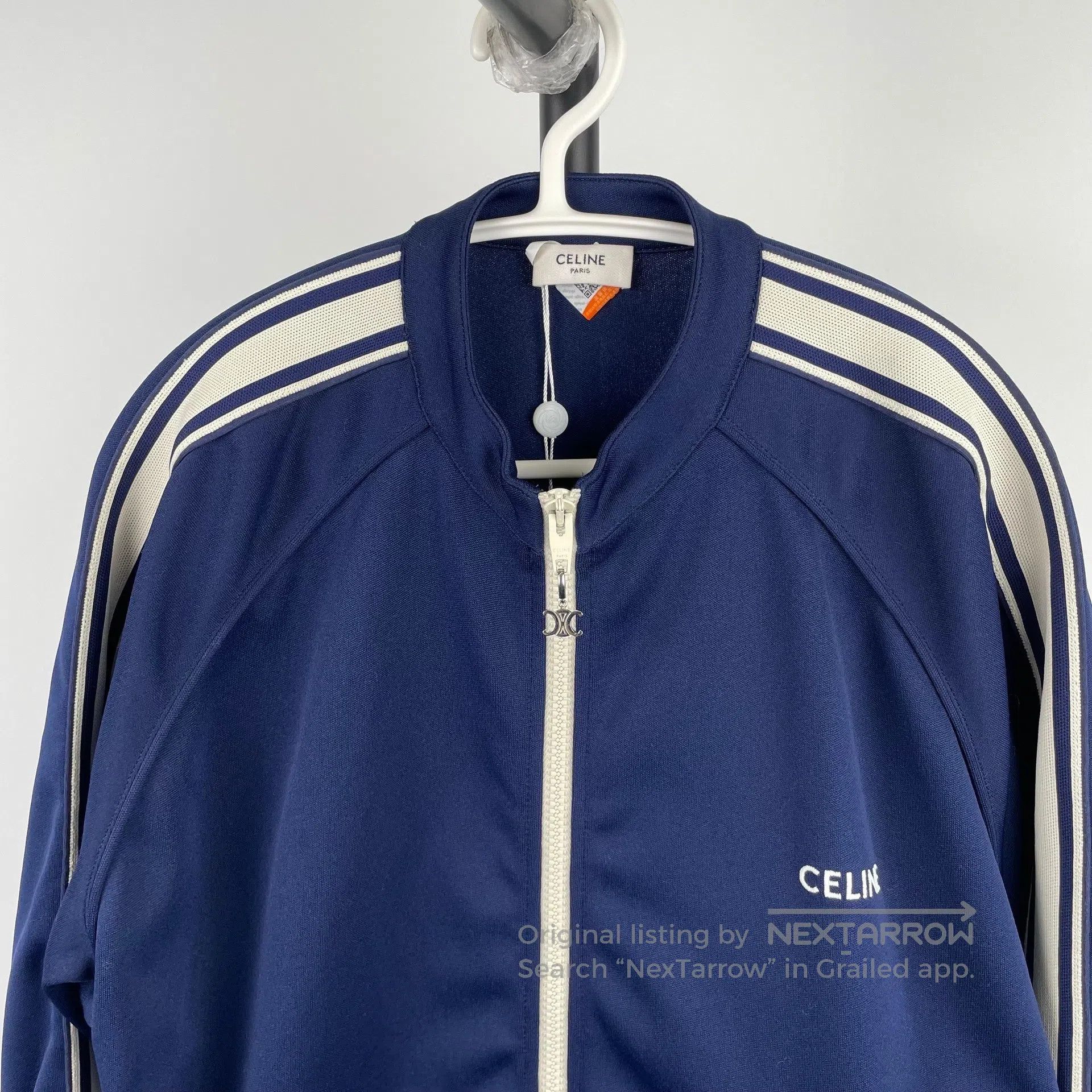 Celine CELINE Deep Blue Chest Embroidered Logo Tape Collar Stand- Size US XS / EU 42 / 0 - 4 Thumbnail
