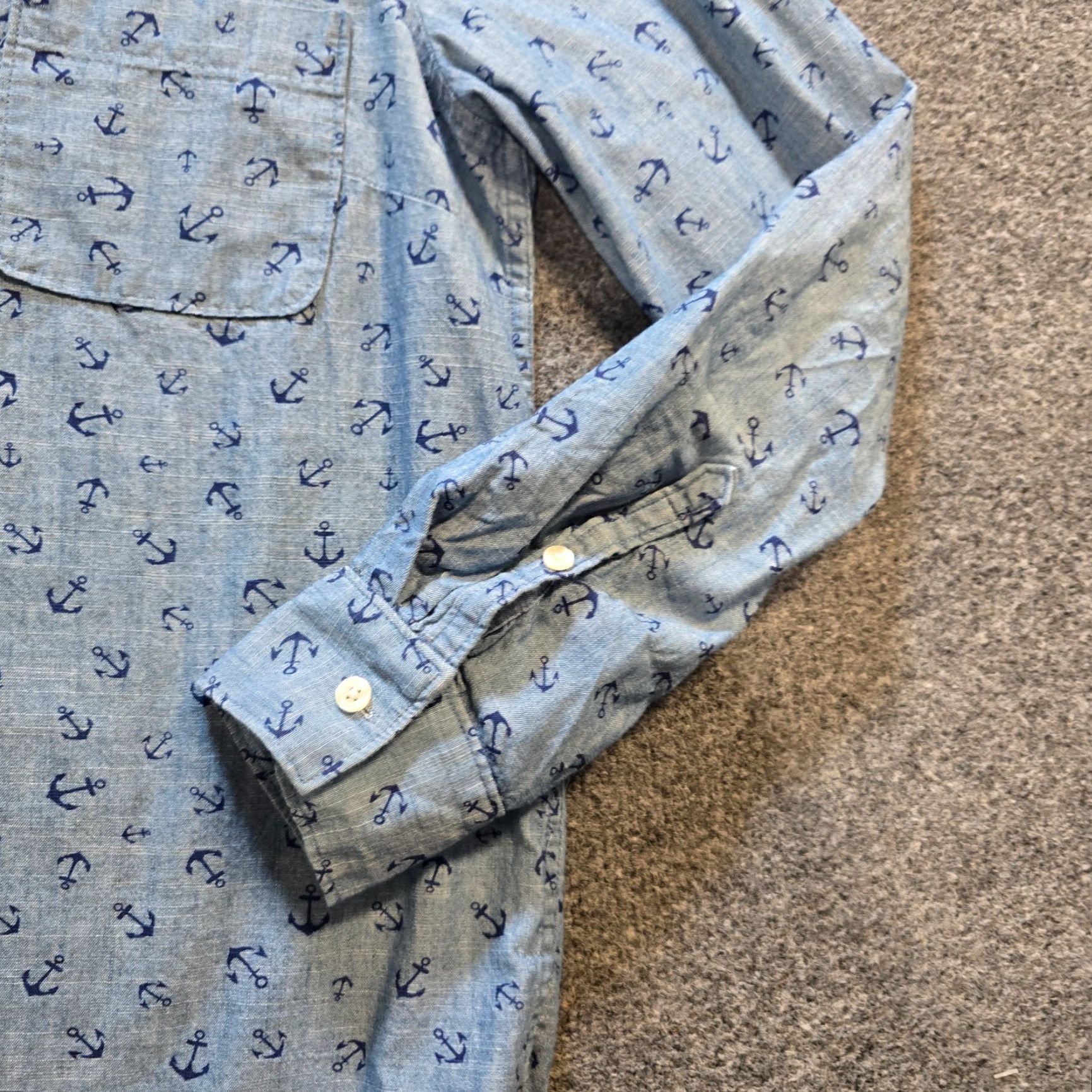 J.Crew J Crew Top Womens Size Medium Blue Denim Anchors Nautical Popover Preppy Casual Size M / US 6-8 / IT 42-44 - 3 Thumbnail