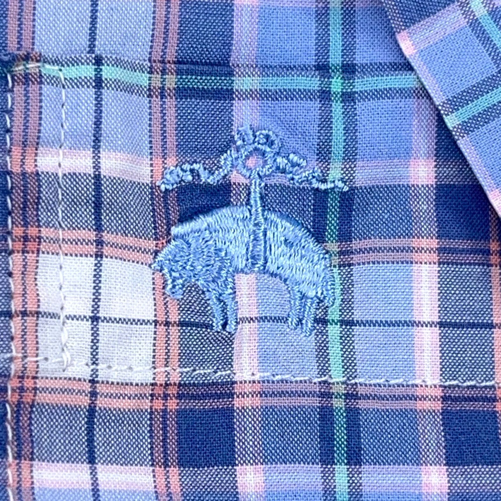 Brooks Brothers Brooks Brothers Button-Up Shirt Men XL Blue Plaid Short Sleeve Casual Dress Size 46R - 3 Thumbnail