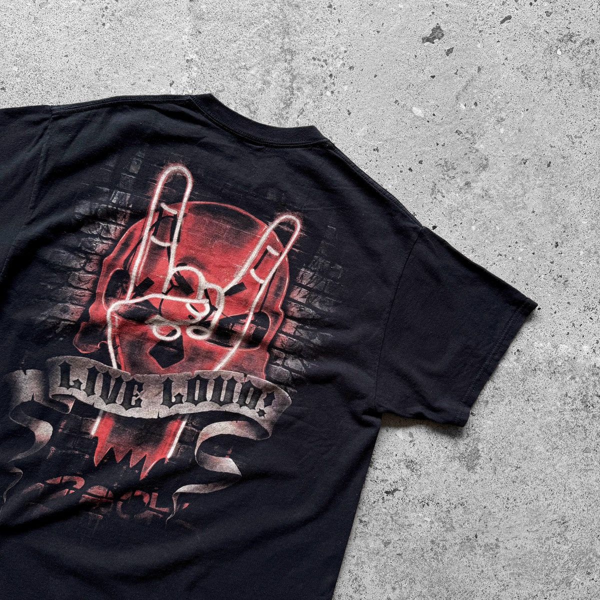 Vintage Spiral Vintage Navy Blue SS T-Shirt “Live Loud” Skull Beer Size US L / EU 52-54 / 3 - 4 Thumbnail