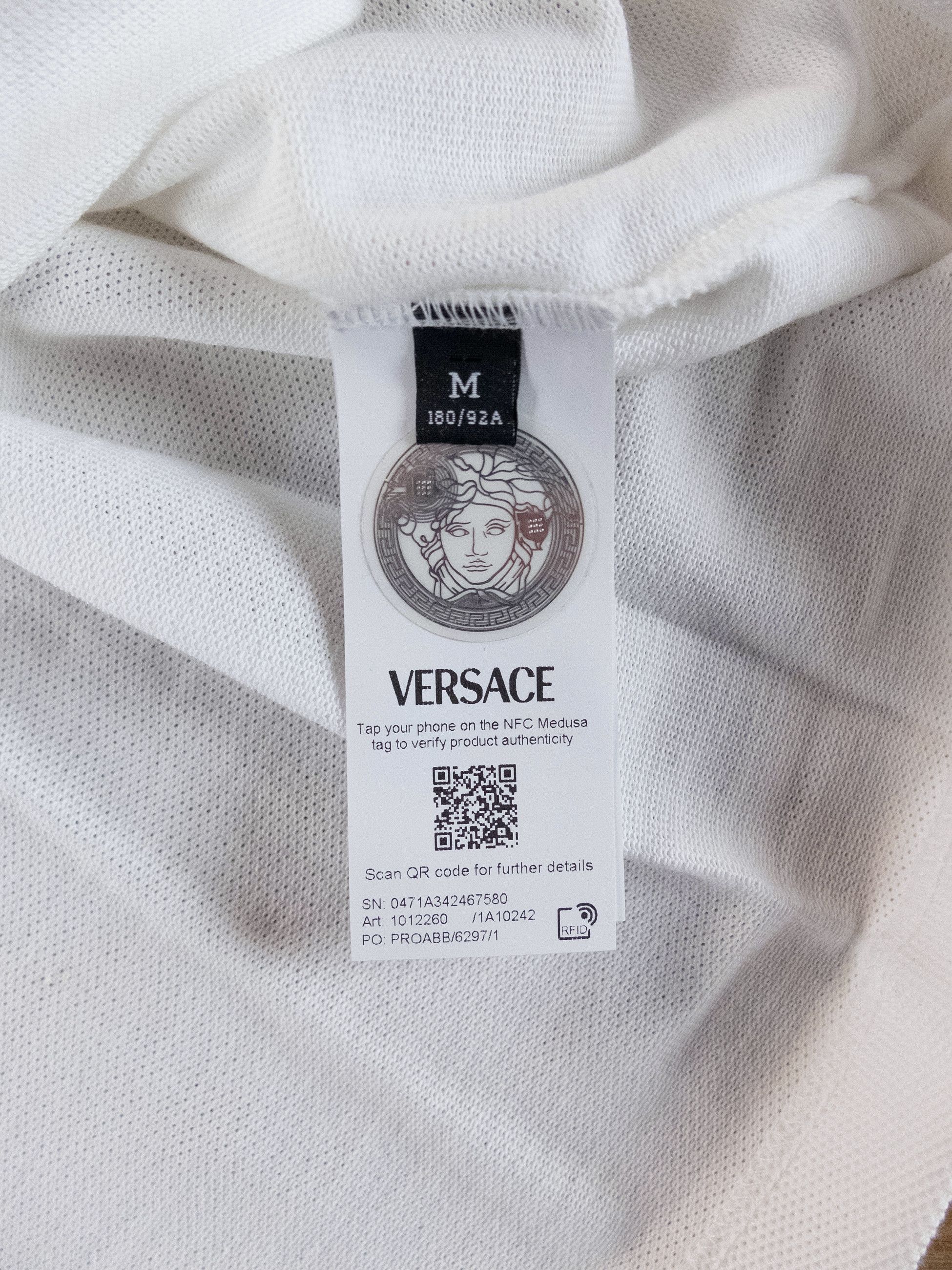 Versace VERSACE white barocco collar polo shirt Size Medium q Size US M / EU 48-50 / 2 - 6 Thumbnail