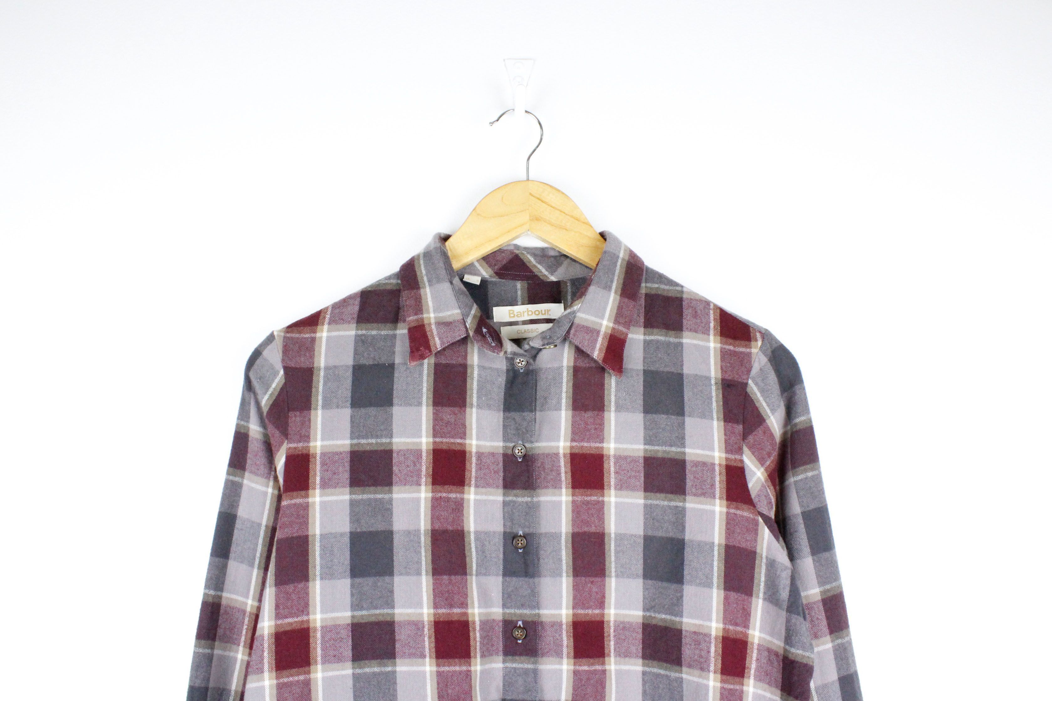Barbour × Vintage Womens Barbour Flannel Bower Check Tartan Classic Shirt Size L / US 10 / IT 46 - 2 Thumbnail