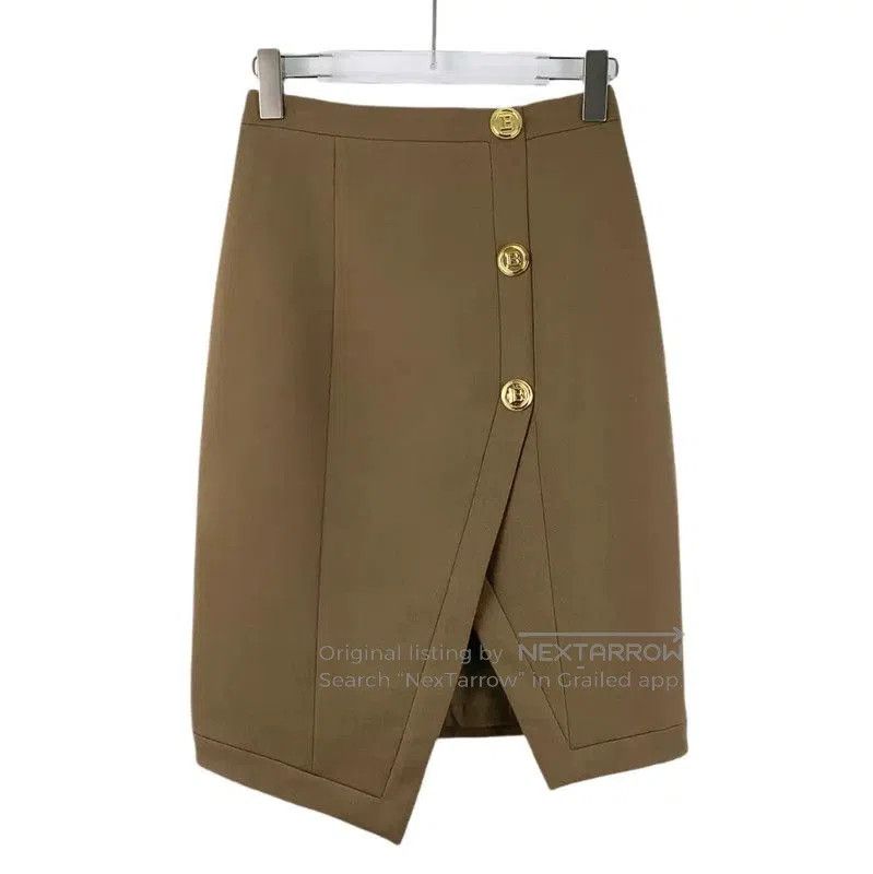 Balmain Balmain Women's Deep Brown Wool Skirt . Size 22" - 1 Thumbnail