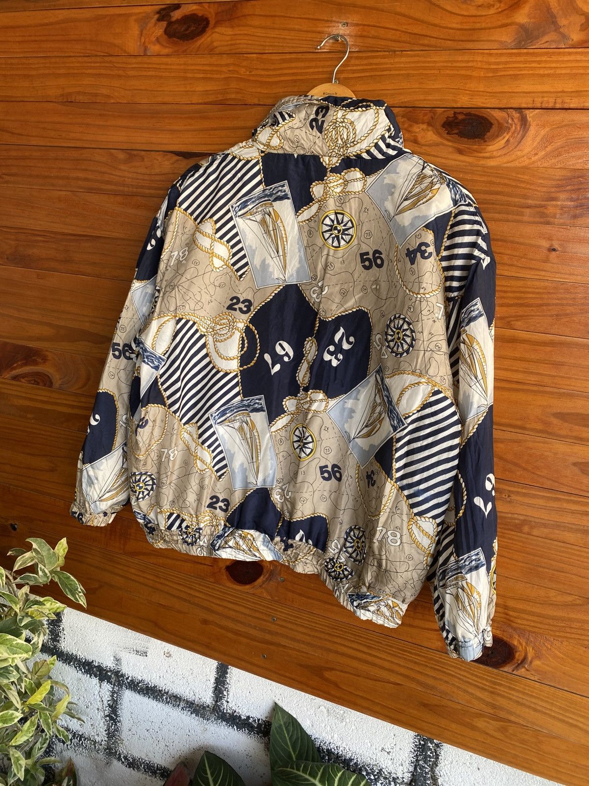 Japanese Brand Out Brook Nautical Print Jacket | Vintage Sailing Pattern Size US L / EU 52-54 / 3 - 11 Thumbnail