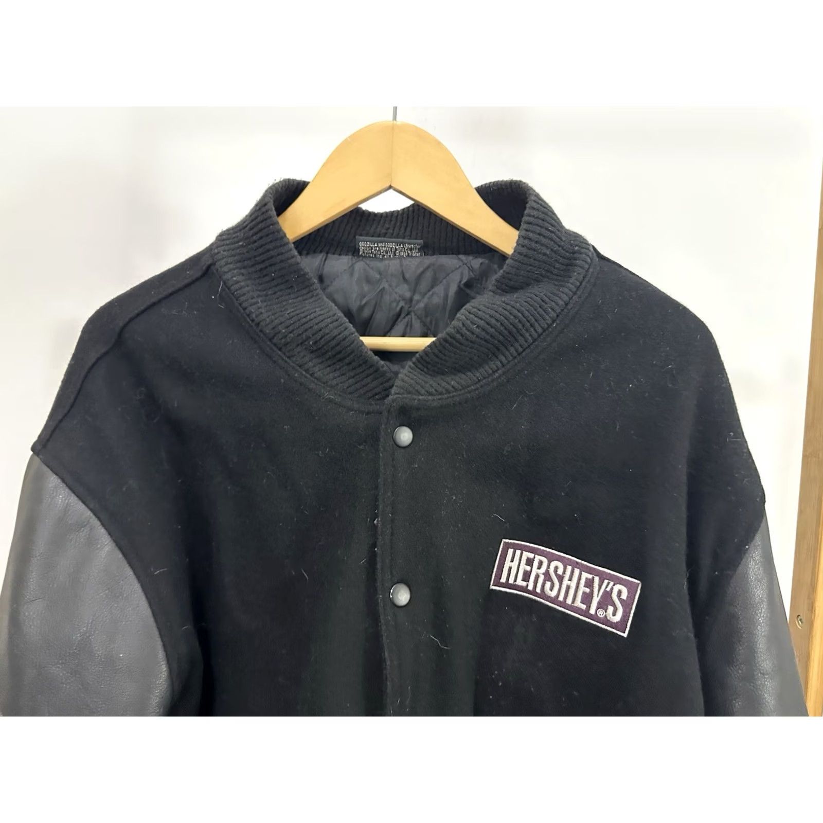 Vintage VTG Godzilla Hershey's 1998 Movie Promo Bomber Wool Leather Black Jacket XL Mens Size US XL / EU 56 / 4 - 3 Thumbnail