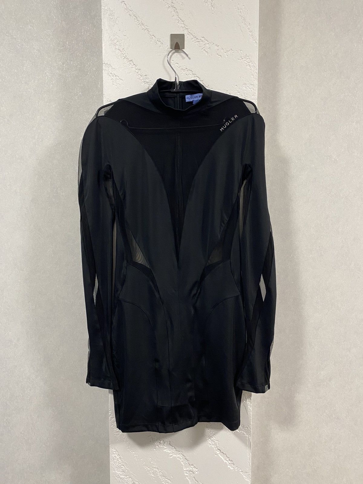 H&M 🖤 Mugler x H&M Full Black Panelled Mini Dress Size M / US 6-8 / IT 42-44 - 3 Thumbnail