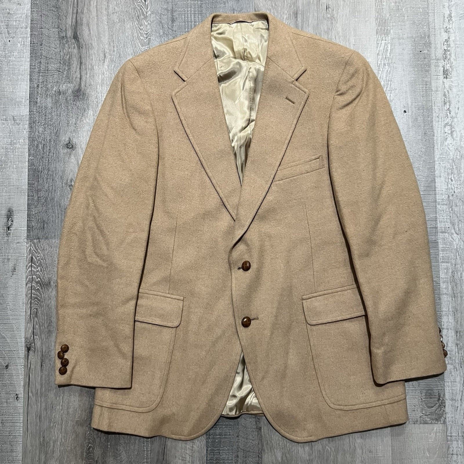 Polo Ralph Lauren VTG Polo University Ralph Lauren Tan Camel Hair 1980s Blazer Size 44R - 1 Thumbnail