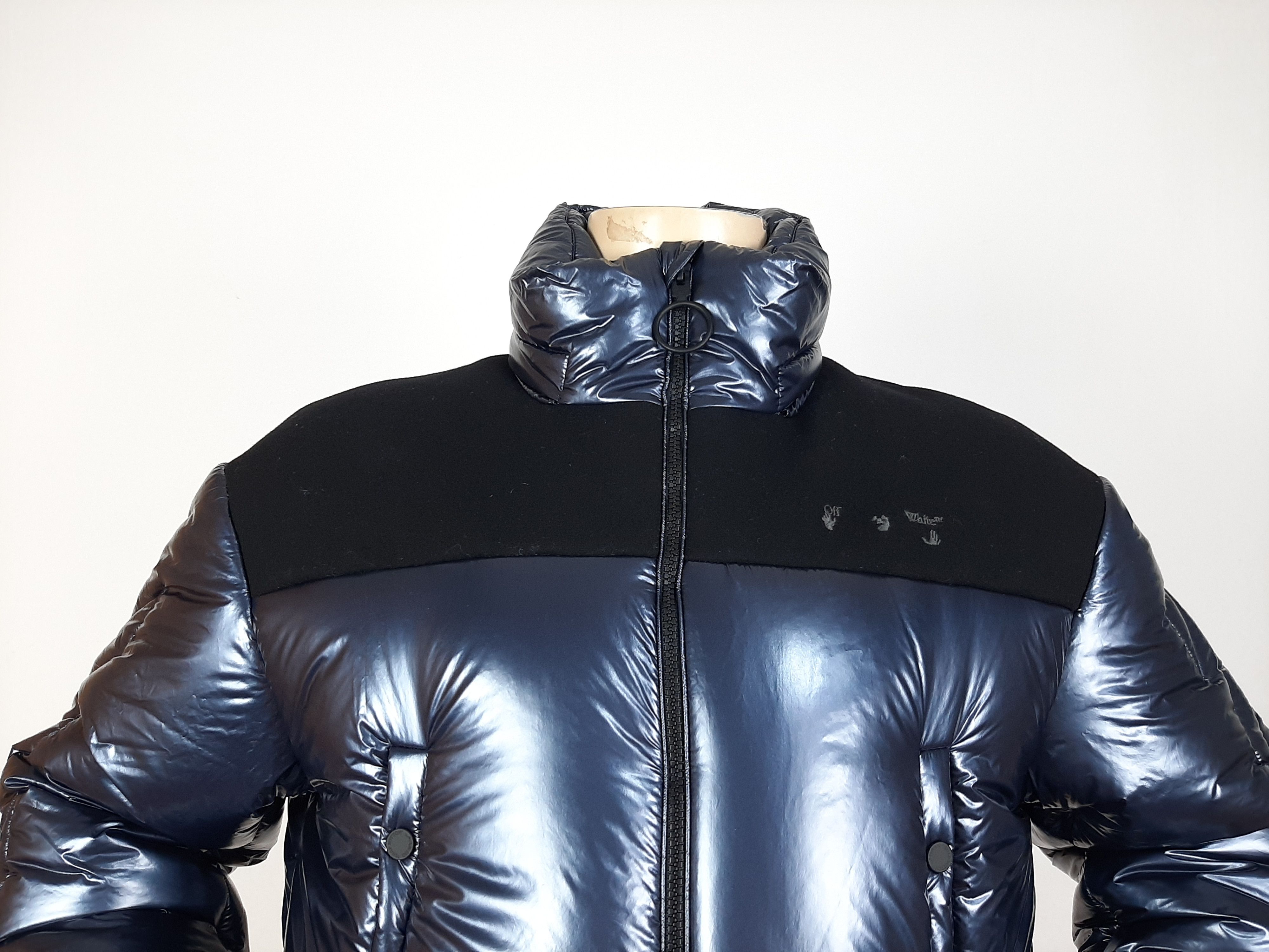 Off-White Off-White Shiny Down Jacket Navy Men's Size L Size US L / EU 52-54 / 3 - 7 Thumbnail