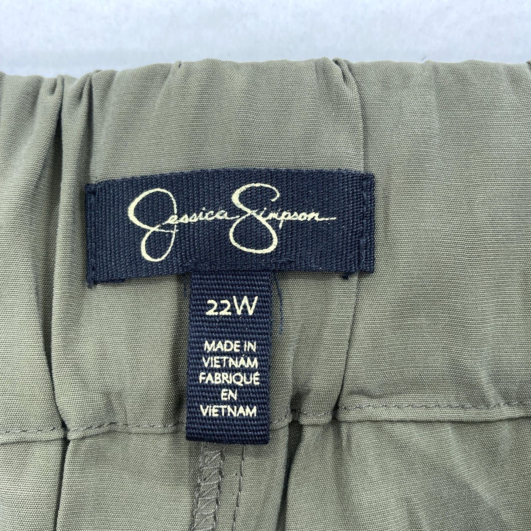 Jessica Simpson Jessica Simpson Pants Womens 22W Olive Melba Pleated Wide-Leg Crop Elastic Waist Pants Size 40" / US 18 - 5 Thumbnail