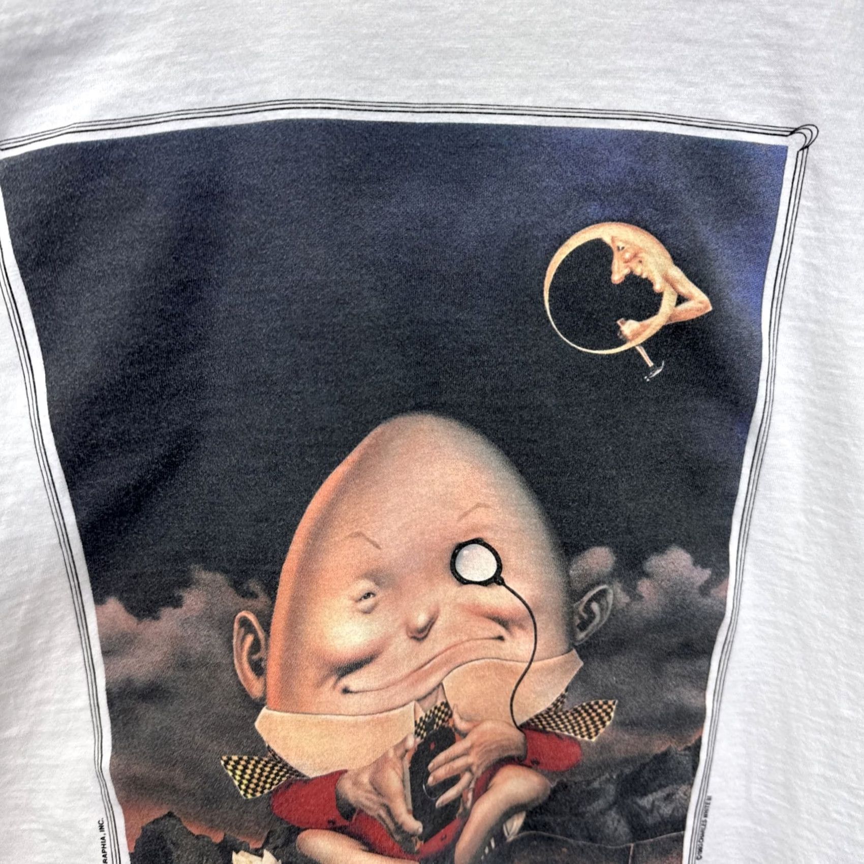 Vintage VINTAGE Serigraphia Inc T-Shirt Art Humpty Dumpty White XL Crew Neck Short Sleeve 90s Grunge Hip Hop Hipster Art Cartoon Classic Unisex Adults Size US XL / EU 56 / 4 - 7 Thumbnail