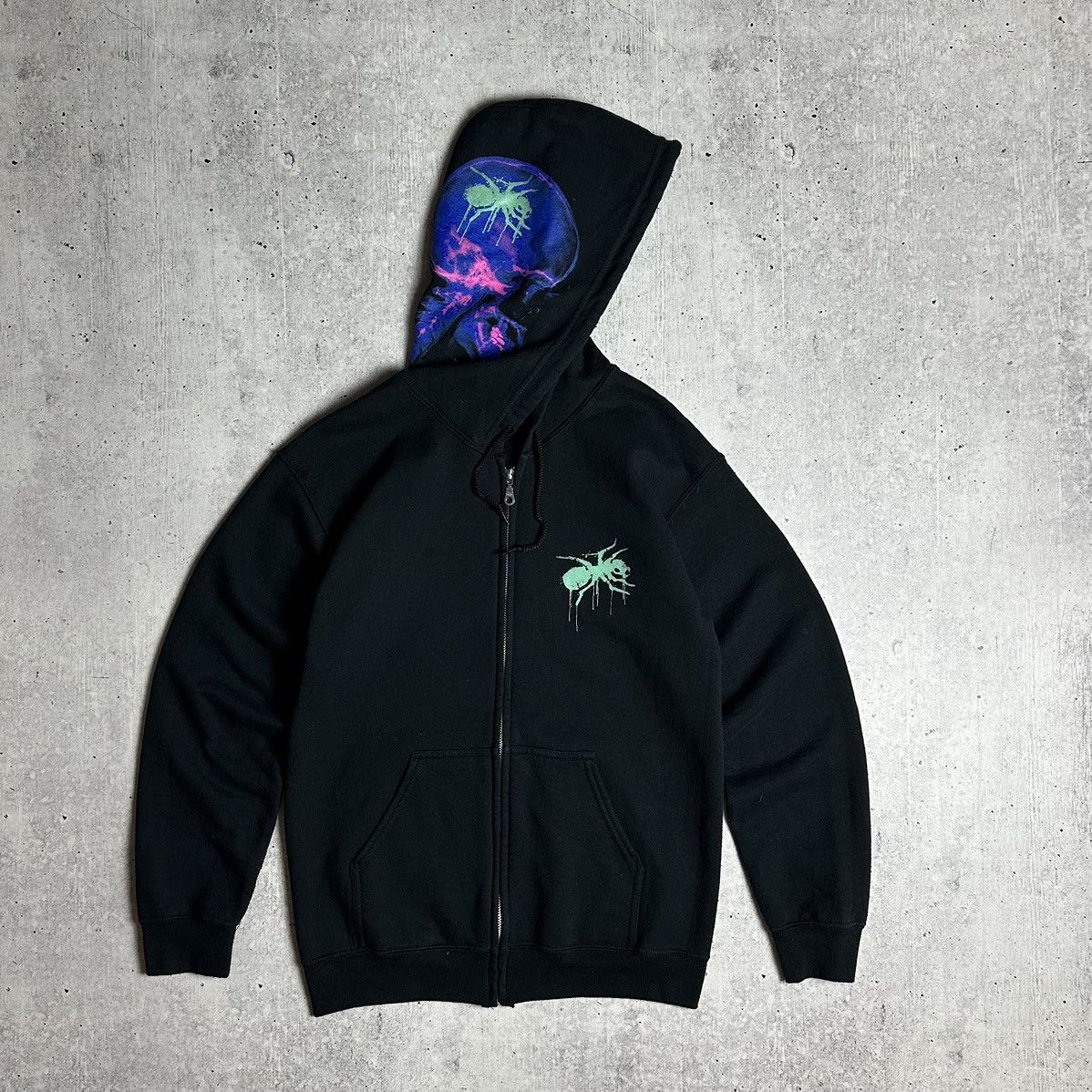 Gildan The Prodigy Zip Up Hoodie Ant Logo Skull X-Ray Print Black S Size US S / EU 44-46 / 1 - 1 Thumbnail