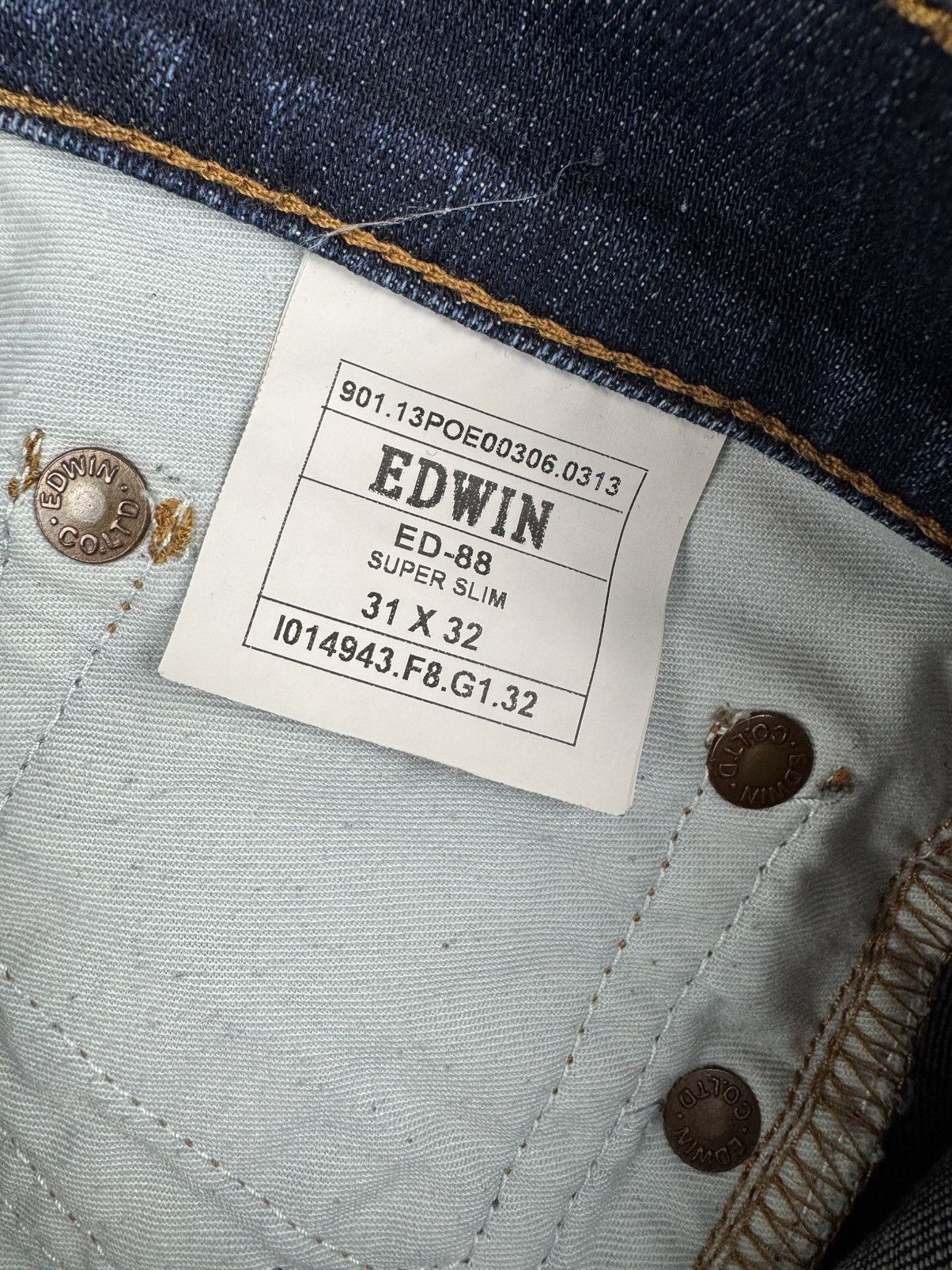 Edwin × Vintage Rare Vintage y2k Edwin waxed coated skinny jeans denim pants Size US 31 - 15 Thumbnail