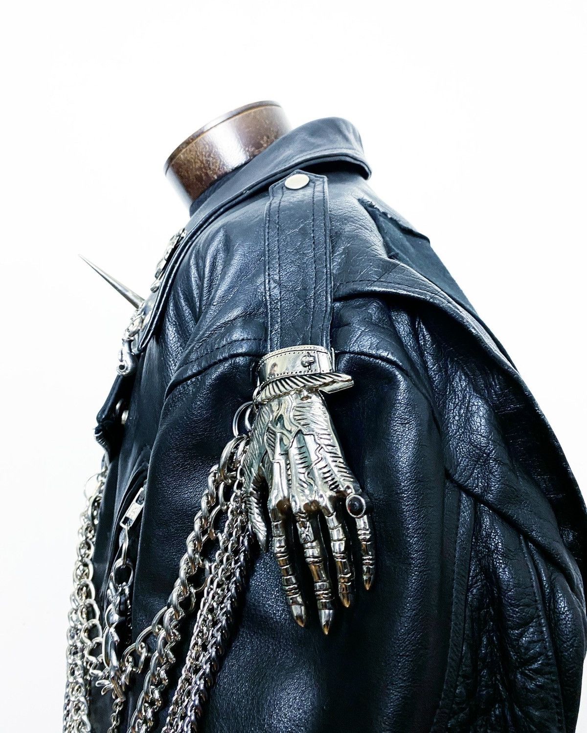 Art Comes First BLACK FLAG CUSTOM BLACK LEATHER BIKE PUNK GOTH 666 JACKET Size US XXL / EU 58 / 5 - 11 Thumbnail