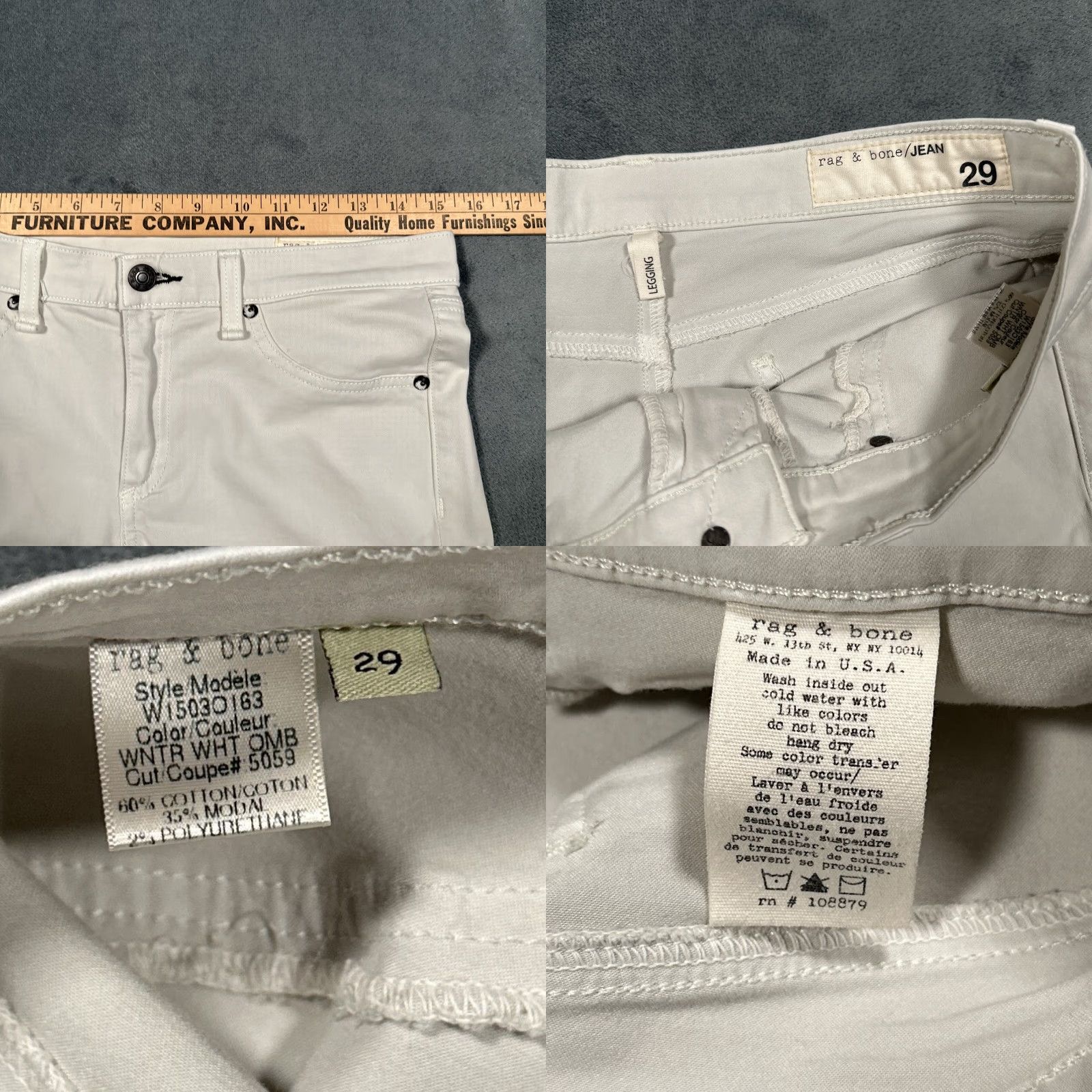 Rag & Bone VINTAGE Rag & Bone Women's Pants Skinny Jegging 29 White Cotton Blend City 2010s Size 29" - 8 Thumbnail