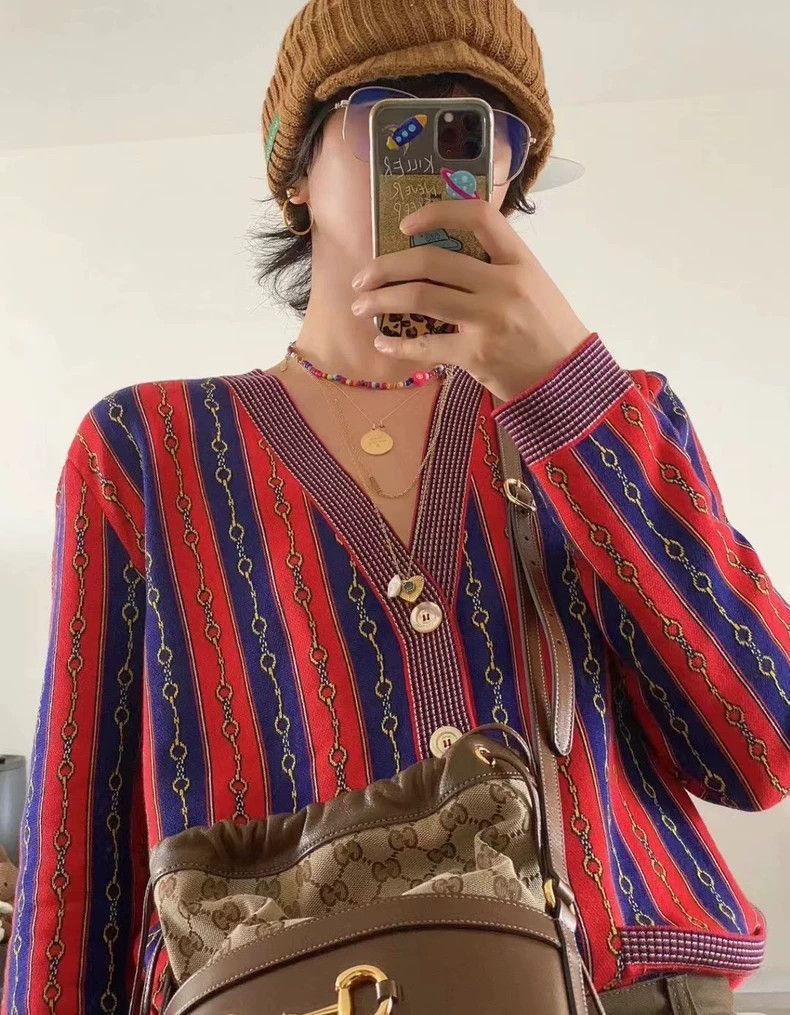 Gucci Gucci V-neck long-sleeved striped single-breasted cardigan Size US XS / EU 42 / 0 - 6 Thumbnail
