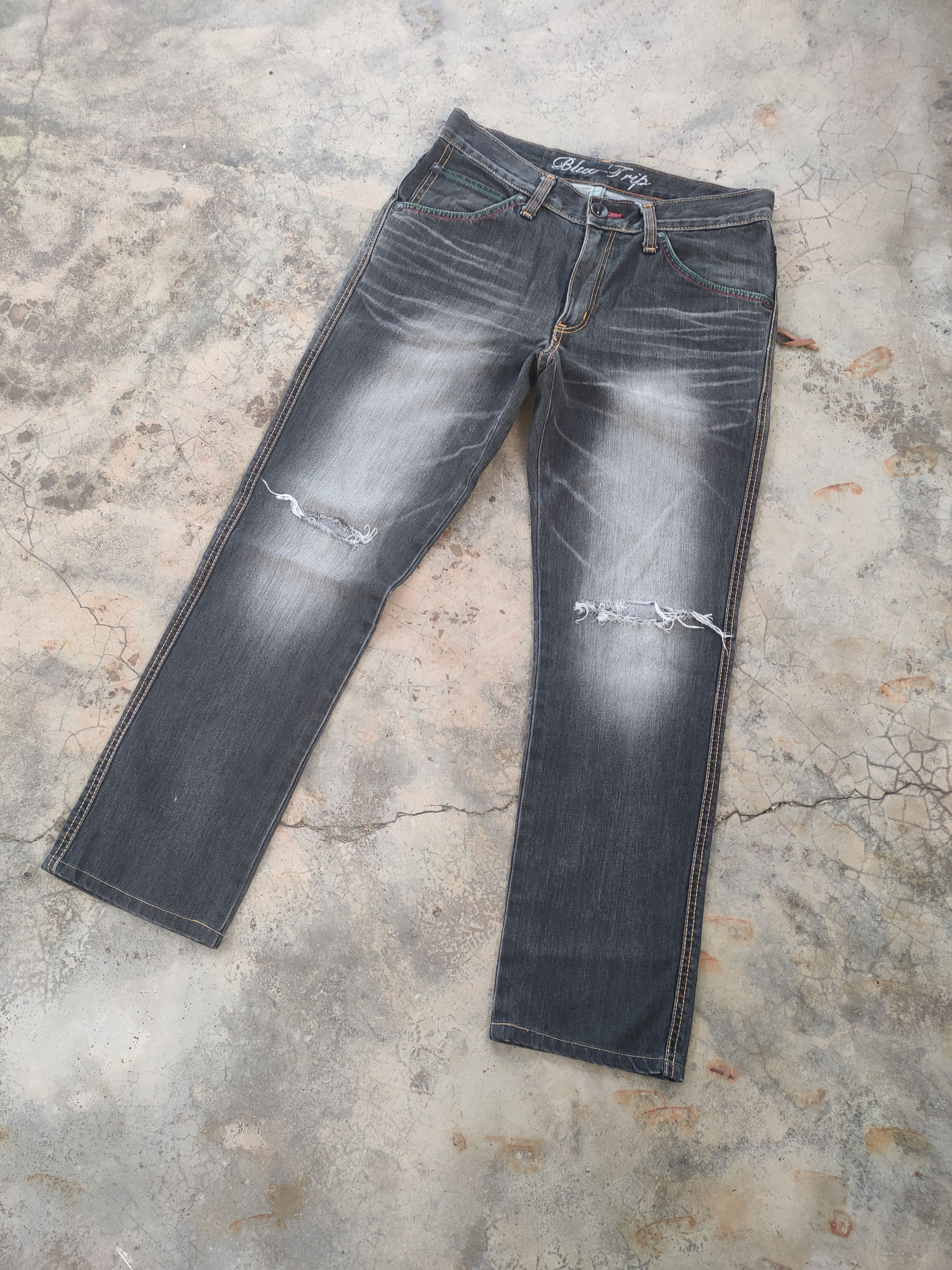 Edwin × Vintage W33 VINTAGE EDWIN FADED BLACK DISTRESSED JEANS PANTS Size US 33 - 1 Thumbnail