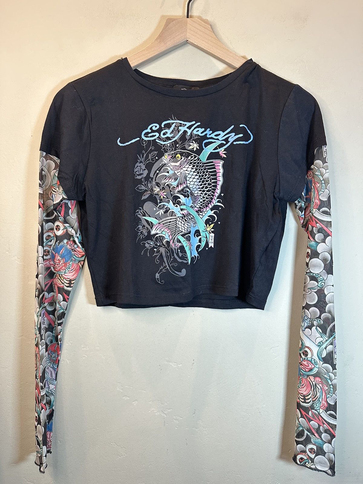 Ed Hardy *RARE* New Ed Hardy Layered Tattoo Sleeve Koi Fish Shirt Size L / US 10 / IT 46 - 1 Thumbnail
