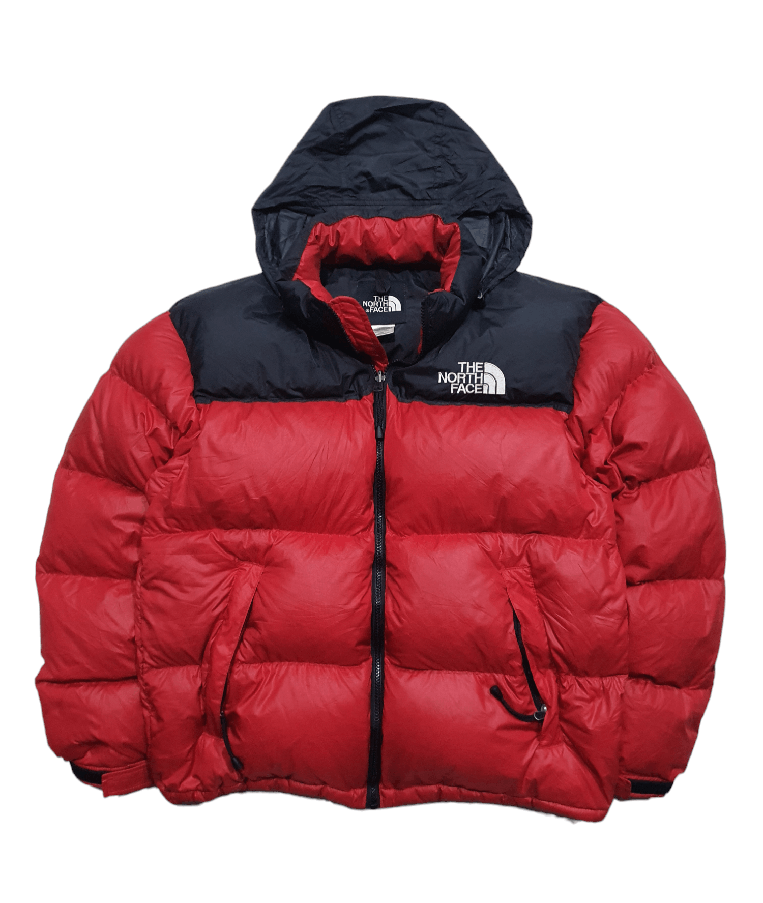 North face puffer jacket red and black hot sale