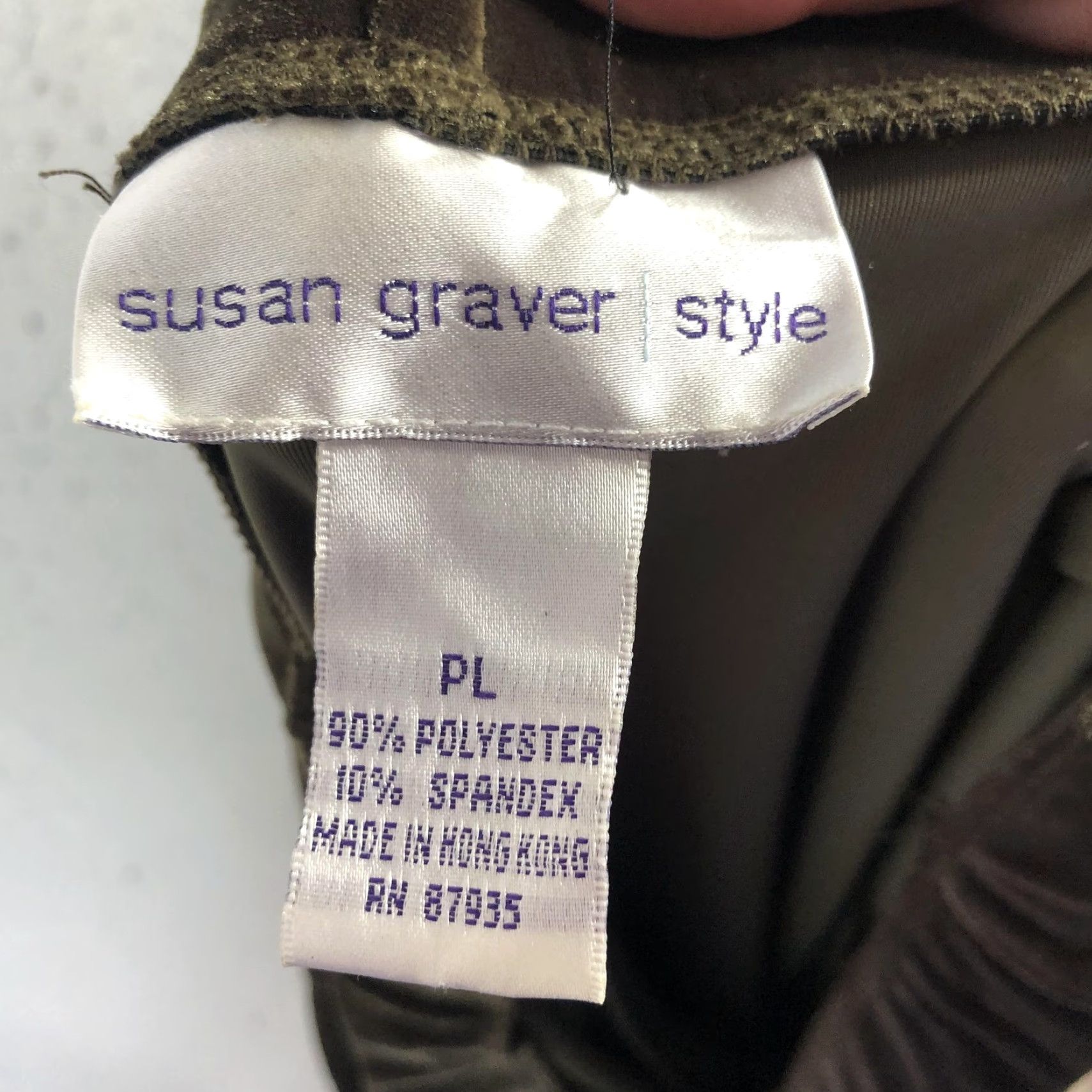 Vintage Susan Graver Style Pants Womens Petite Large Brown Velour Pull On Elastic Waist Pants Size 36" / US 14 / IT 50 - 7 Thumbnail