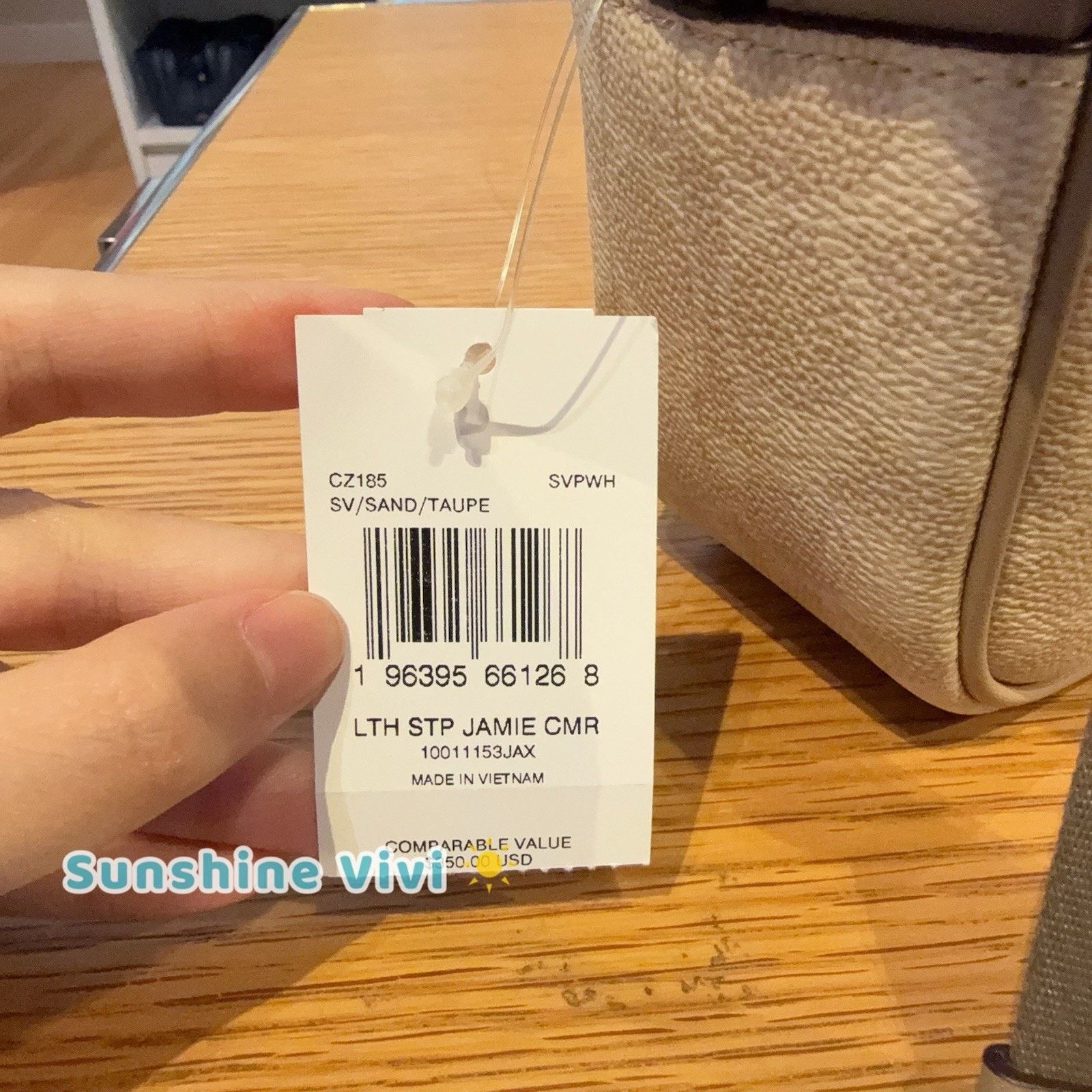 Coach NWT Coach Jamie Camera Bag Canvas Stripe CZ185 Sand/Taupe Size ONE SIZE - 3 Thumbnail