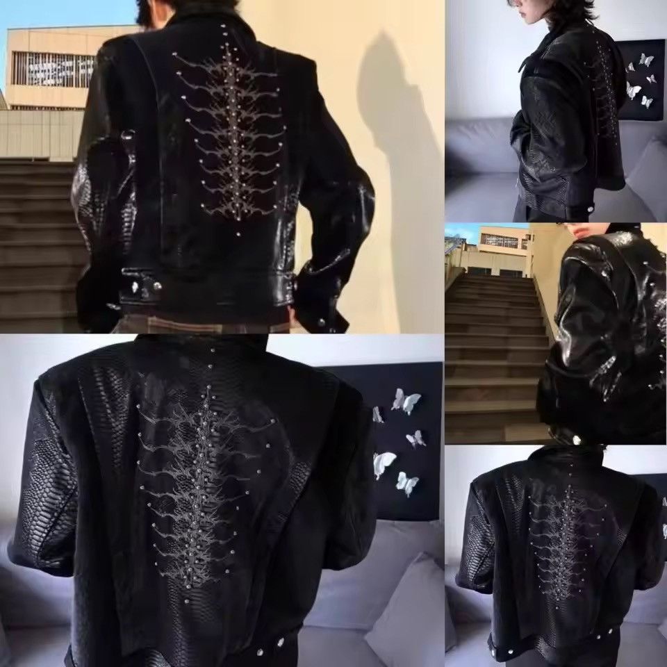 Japanese Brand Texture PU Leather Gothic Jacket – Embossed Snake Motif Size US L / EU 52-54 / 3 - 12 Thumbnail