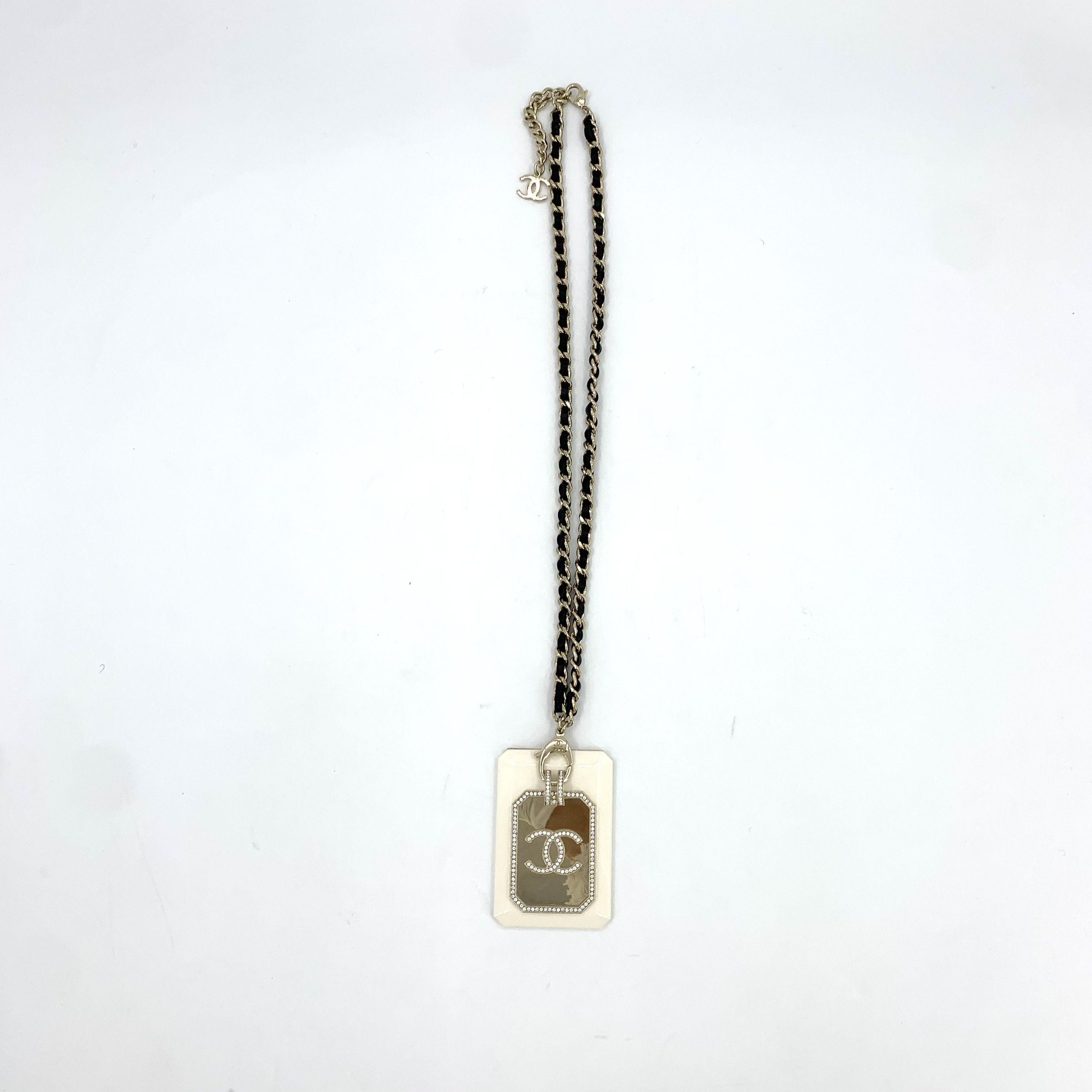 Chanel H15603 Chanel Gold Chain Necklace w/ Crystal CC Pendant Size ONE SIZE - 1 Thumbnail