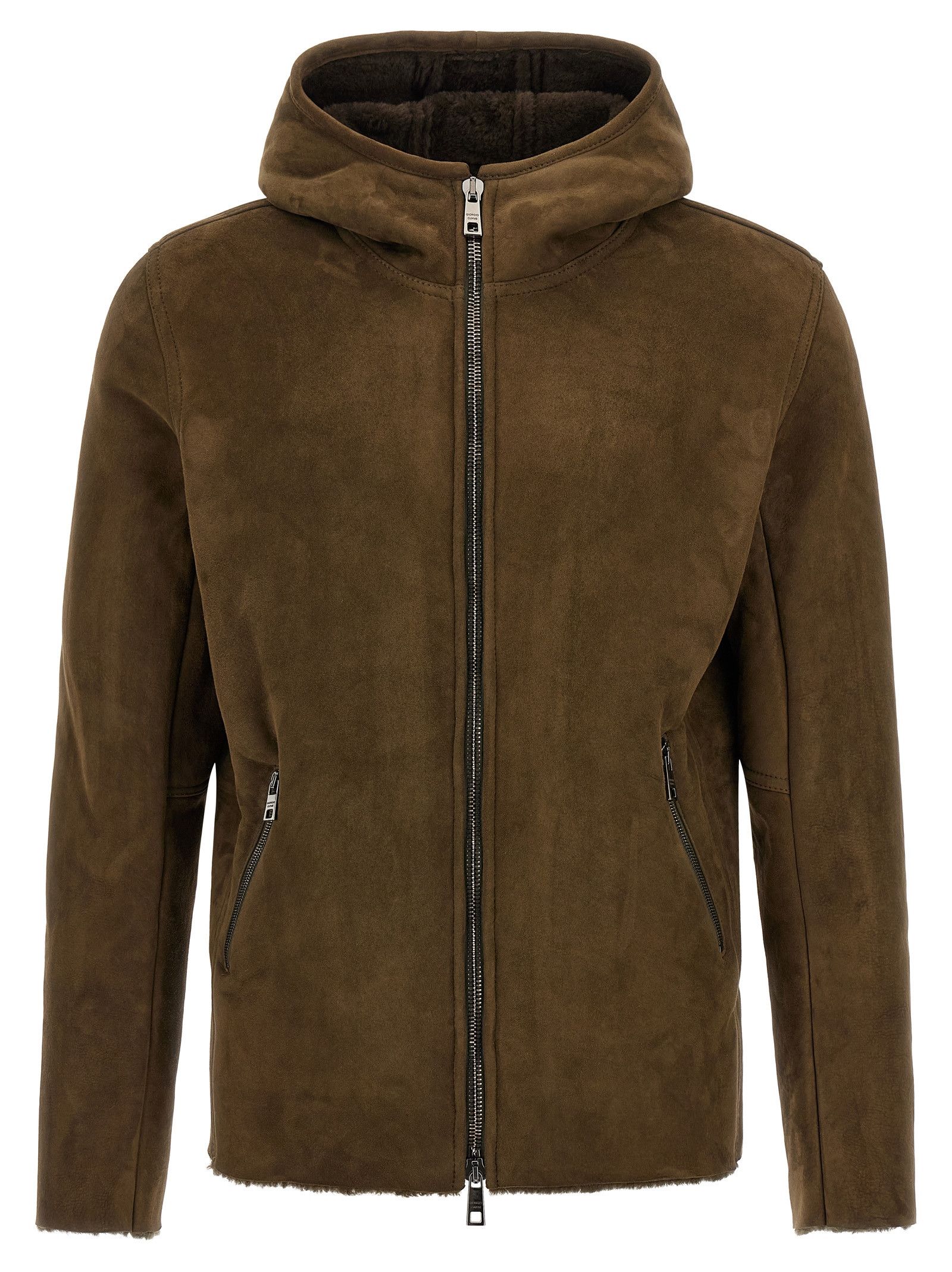 Shearling hooded jacket