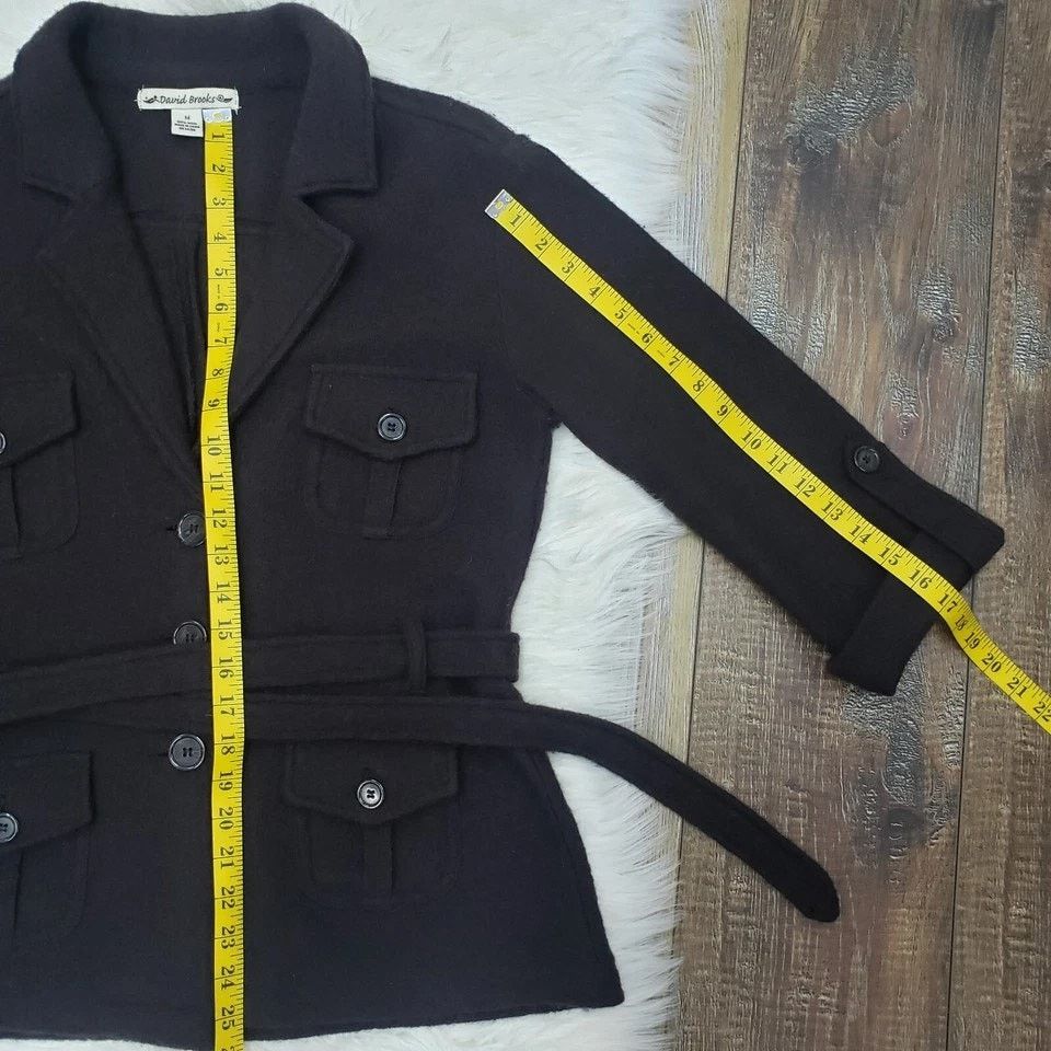 Vintage David Brooks 100% Wool Jacket Belted Button up Pockets M Size M / US 6-8 / IT 42-44 - 9 Thumbnail
