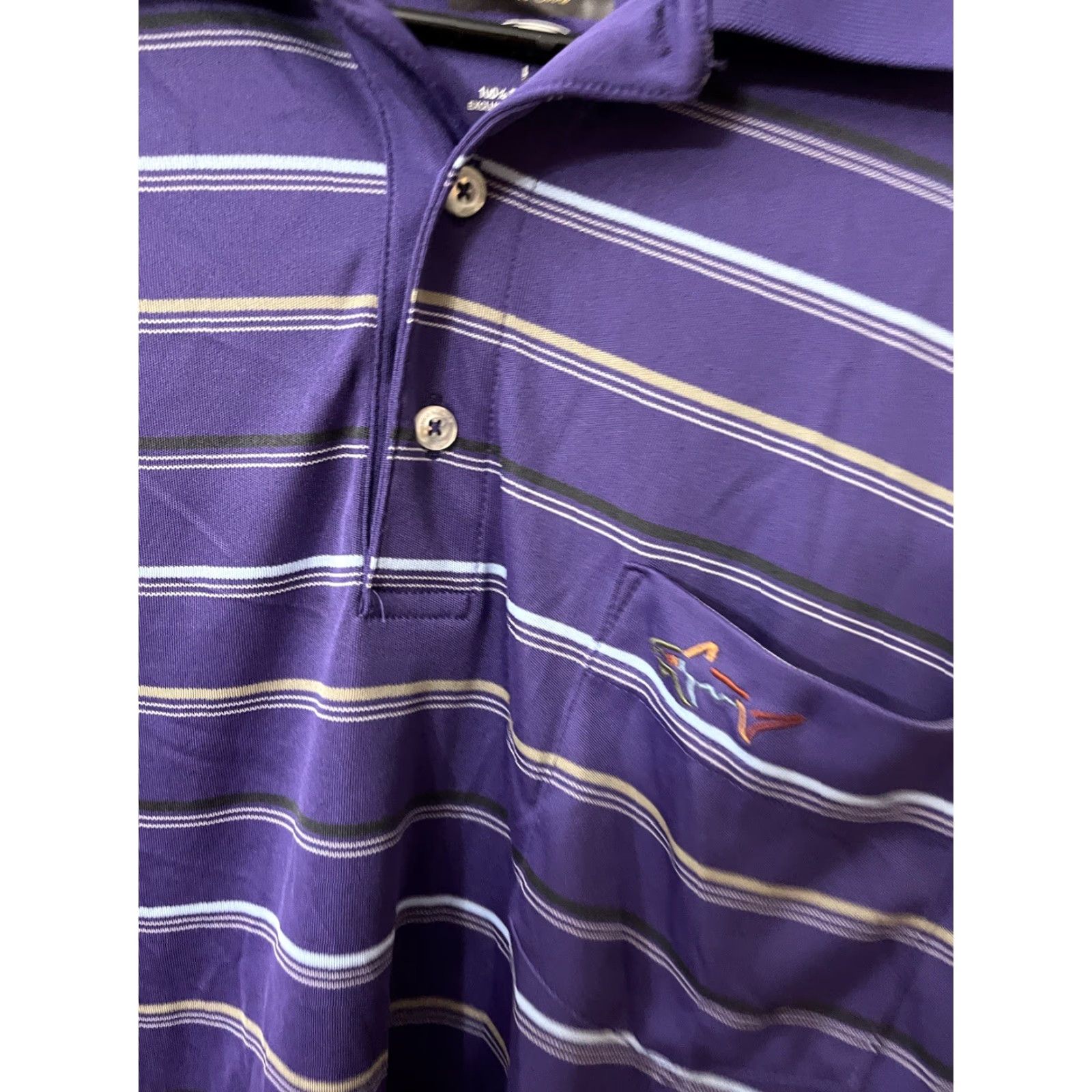 Vintage Greg Norman for Tasso Elba Golf Polo Shirt Men’s Large Purple Striped Size US L / EU 52-54 / 3 - 4 Thumbnail