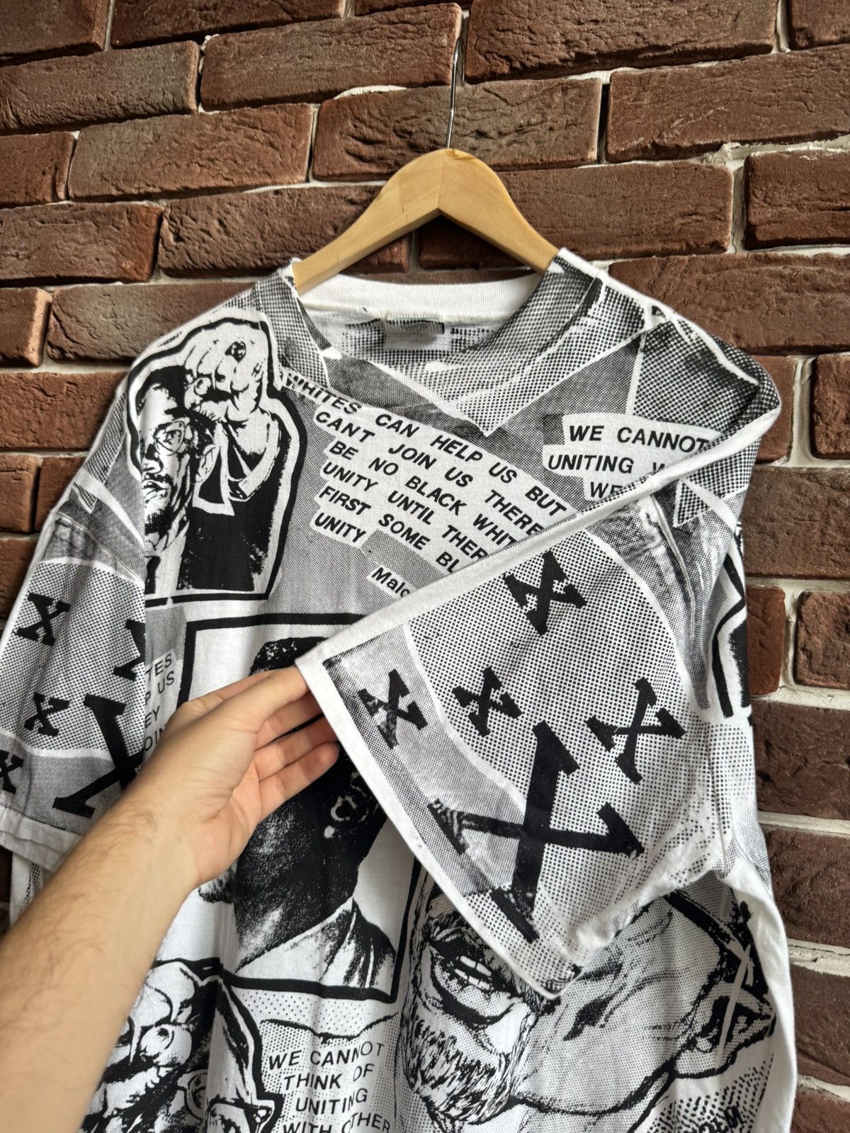 Vintage Rare Vintage 90s Malcolm X Newspaper All Over Print Tee XL Size US XL / EU 56 / 4 - 8 Thumbnail