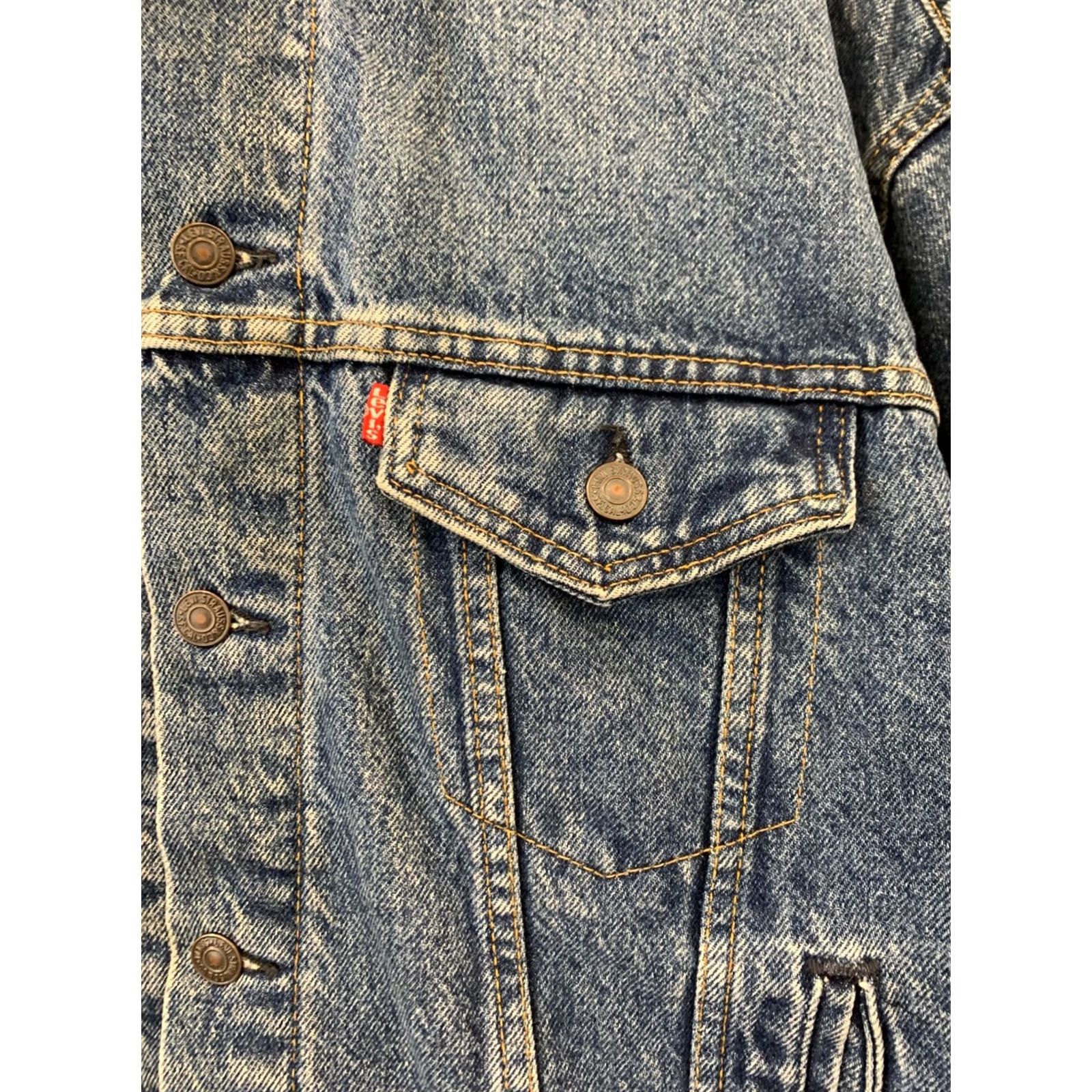 Levi's VINTAGE Levi’s Trucker Jacket Denim 70417 90s Flannel Lined Made in USA Blue M Mens Jacket Size US M / EU 48-50 / 2 - 5 Thumbnail