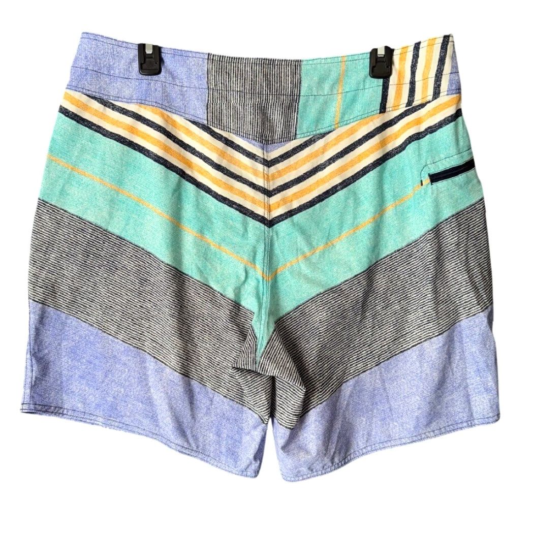 Patagonia Patagonia Board Shorts Mens 36 Striped Surf Swim Beach Baggies Style Blue Pattern Striped Quick Dry Lightweight Pockets Drawstring Regular Bottom Men Size US 36 / EU 52 - 2 Thumbnail