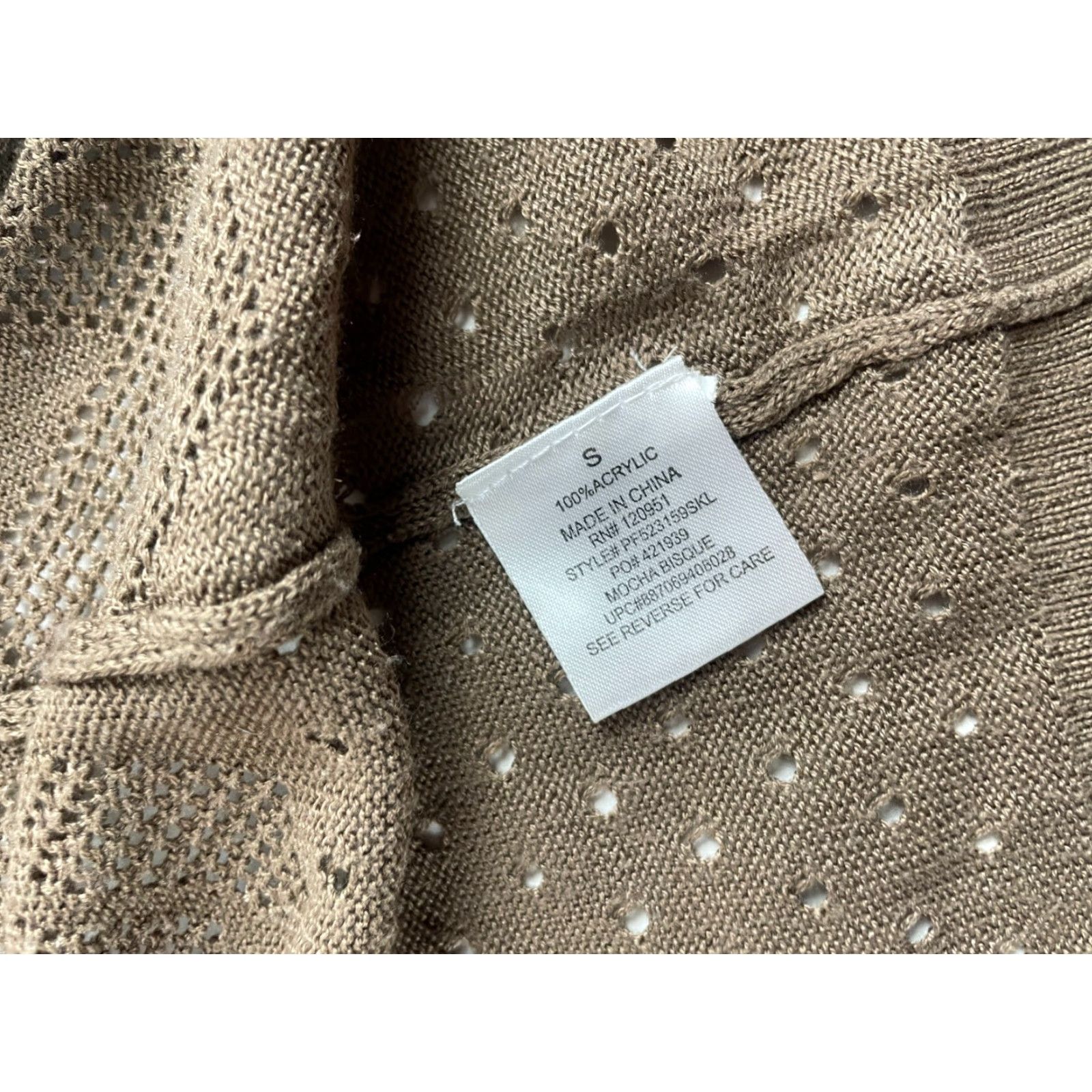 Vintage Pink Republic Sweater Cardigan, Women's Small, Brown, Open Cardigan, Long Sleeve, Solid, Regular Fit, Fall Spring Summer, Womens Size S / US 4 / IT 40 - 8 Thumbnail