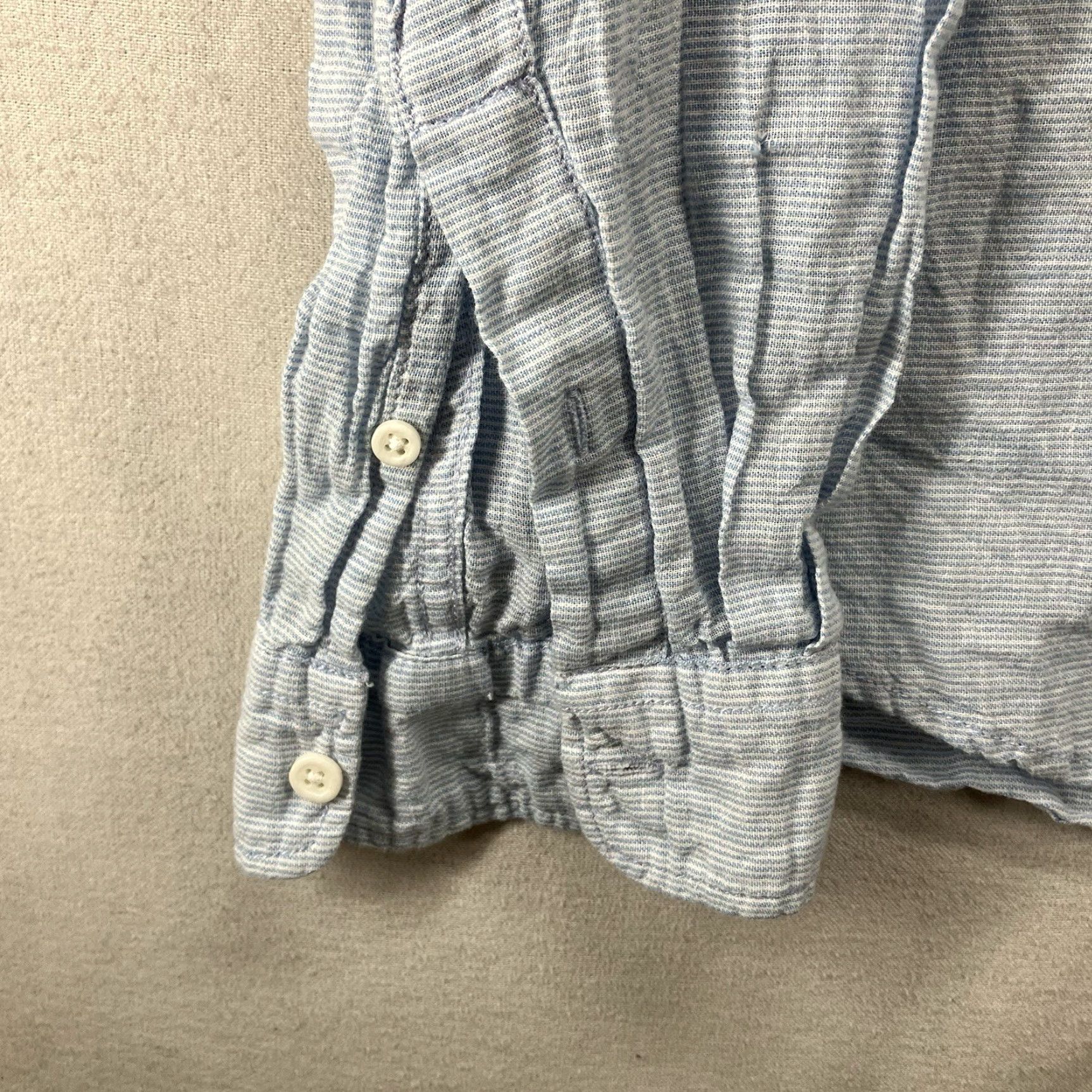 Springfield Mens All Linen Button Up Shirt XL Custom Fit Thin Lightweight Shades of Blue EUC Size US XL / EU 56 / 4 - 7 Thumbnail