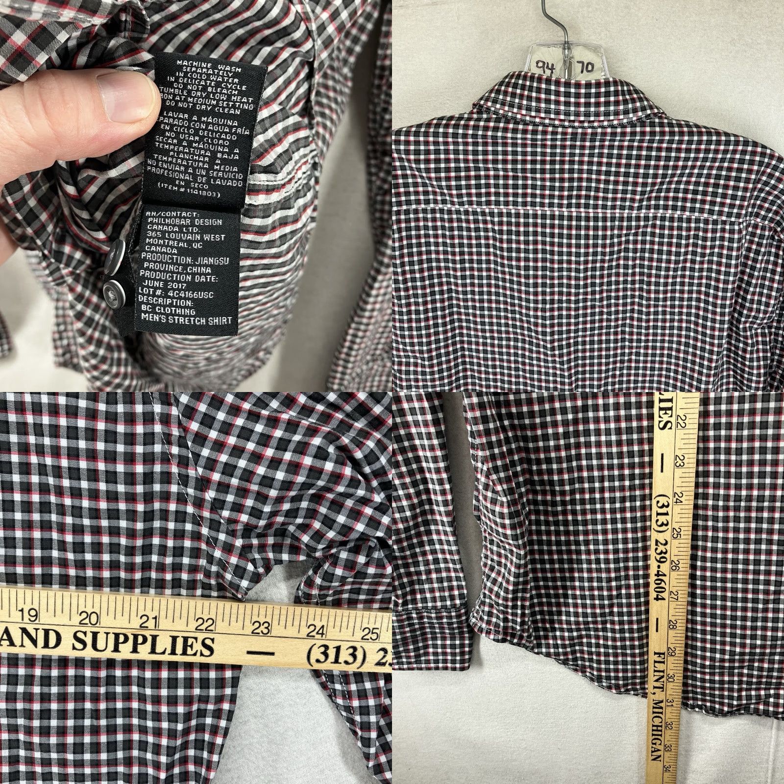 Vintage BC Clothing Expedition Button-Up Shirt Mens Large Red Black Plaid Comfort Stretch Casual All Seasons Short Sleeve? Wait Size US L / EU 52-54 / 3 - 9 Thumbnail
