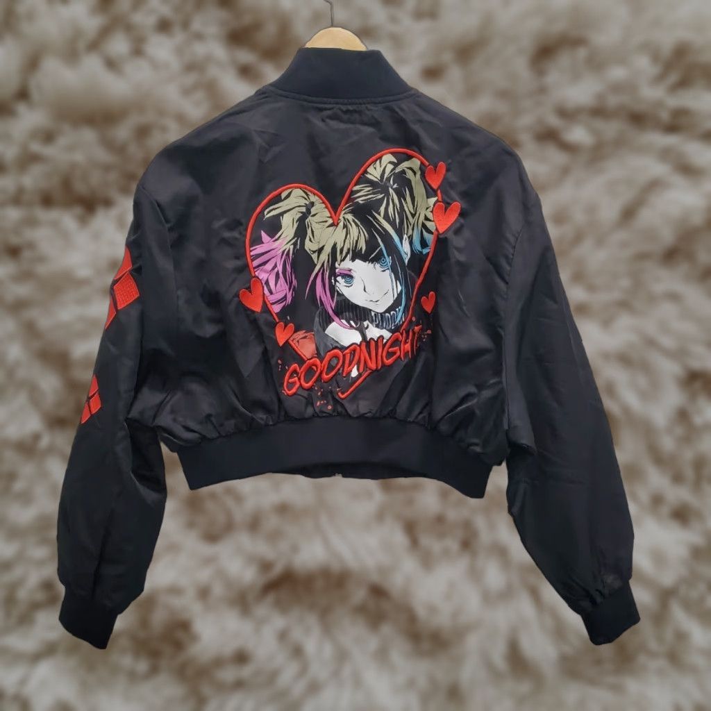 Dolls Kill + DC Harley Quinn Satin Love Bomber Jacket size: XS Brand New