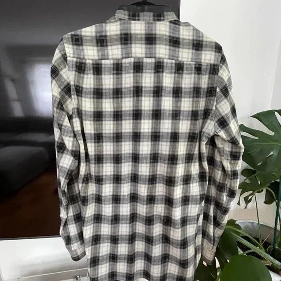 The Kooples Kooples White/Black Plaid Shirt with Leather Collar Size US M / EU 48-50 / 2 - 3 Thumbnail