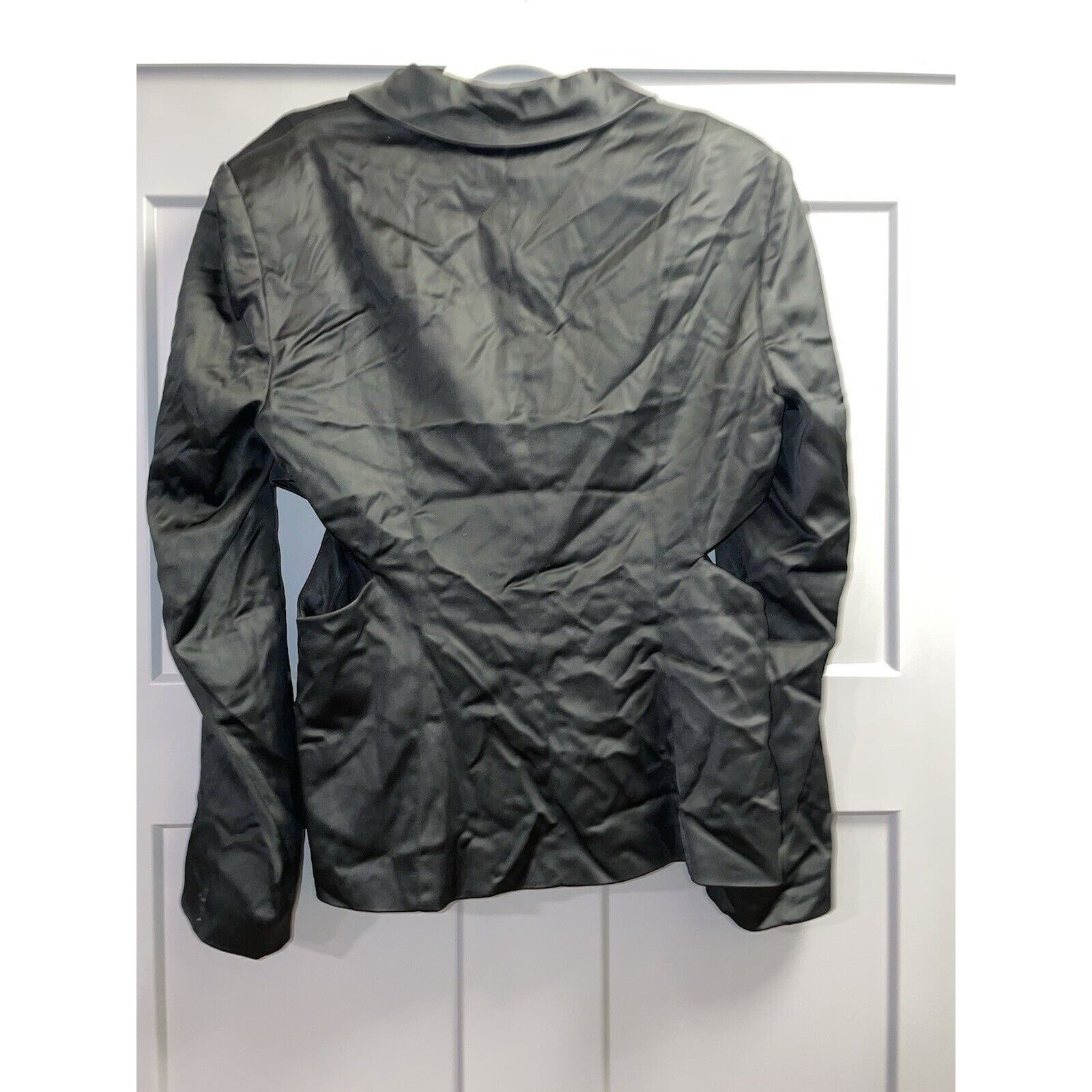 Donna Karan Donna Karan cut out tuxedo satin solid black blazer 8 jacket Size M / US 6-8 / IT 42-44 - 9 Thumbnail