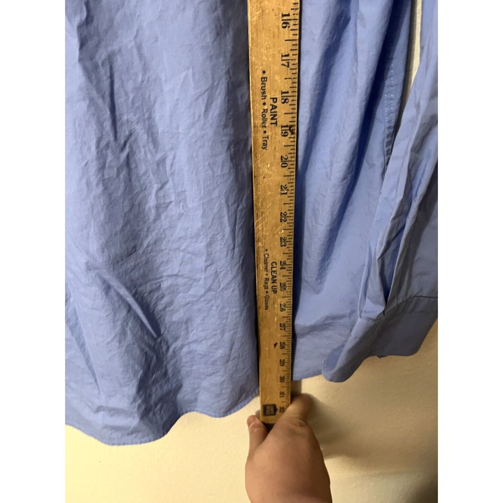 Express Express Stretch Solid Button Shirt Blue Dress Shirt Adult Medium Mens Pockets Size 40R - 4 Thumbnail