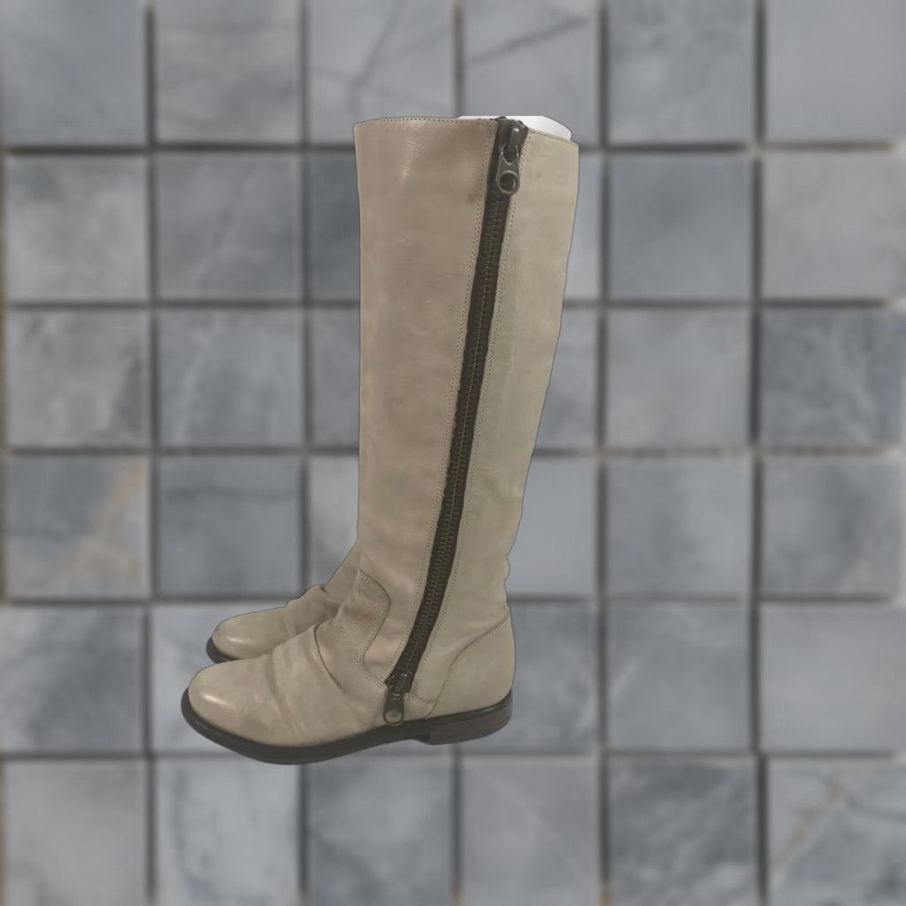 Steve Madden Steve Madden Womens Sz 6.5 M Dual Zip Knee High Boots Biege Leather Size US 7 / IT 37 - 1 Thumbnail