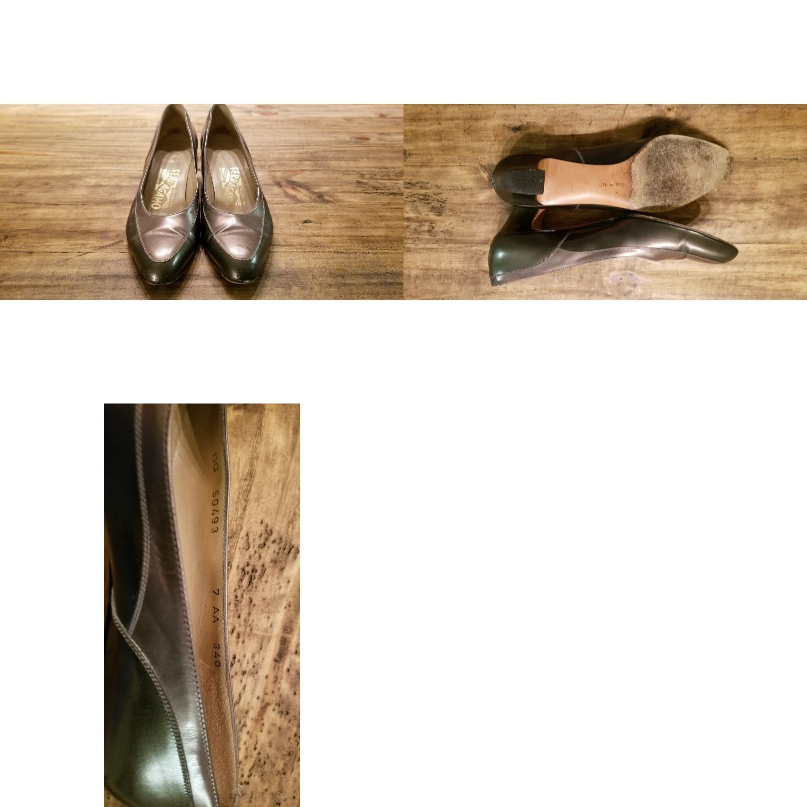 Salvatore Ferragamo VINTAGE SALVATORE FERRAGAMO Vara Gold Silver Two Tone CLASSIC PUMPS WOMEN US 7 AA Leather Heel Narrow Bow Style Pumps Size US 7 / IT 37 - 8 Thumbnail