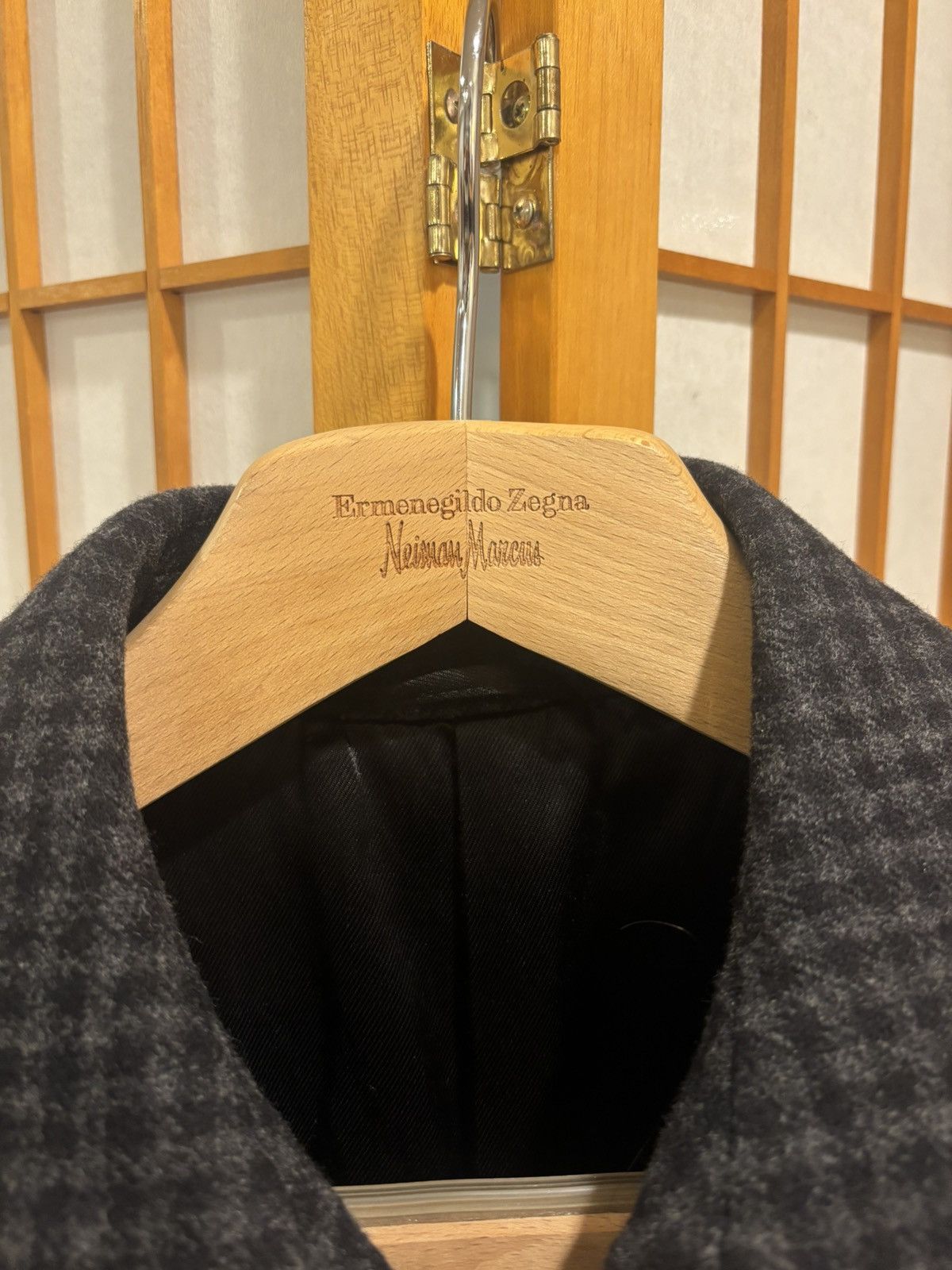 Ermenegildo Zegna Charcoal Check Overcoat Size US L / EU 52-54 / 3 - 3 Thumbnail