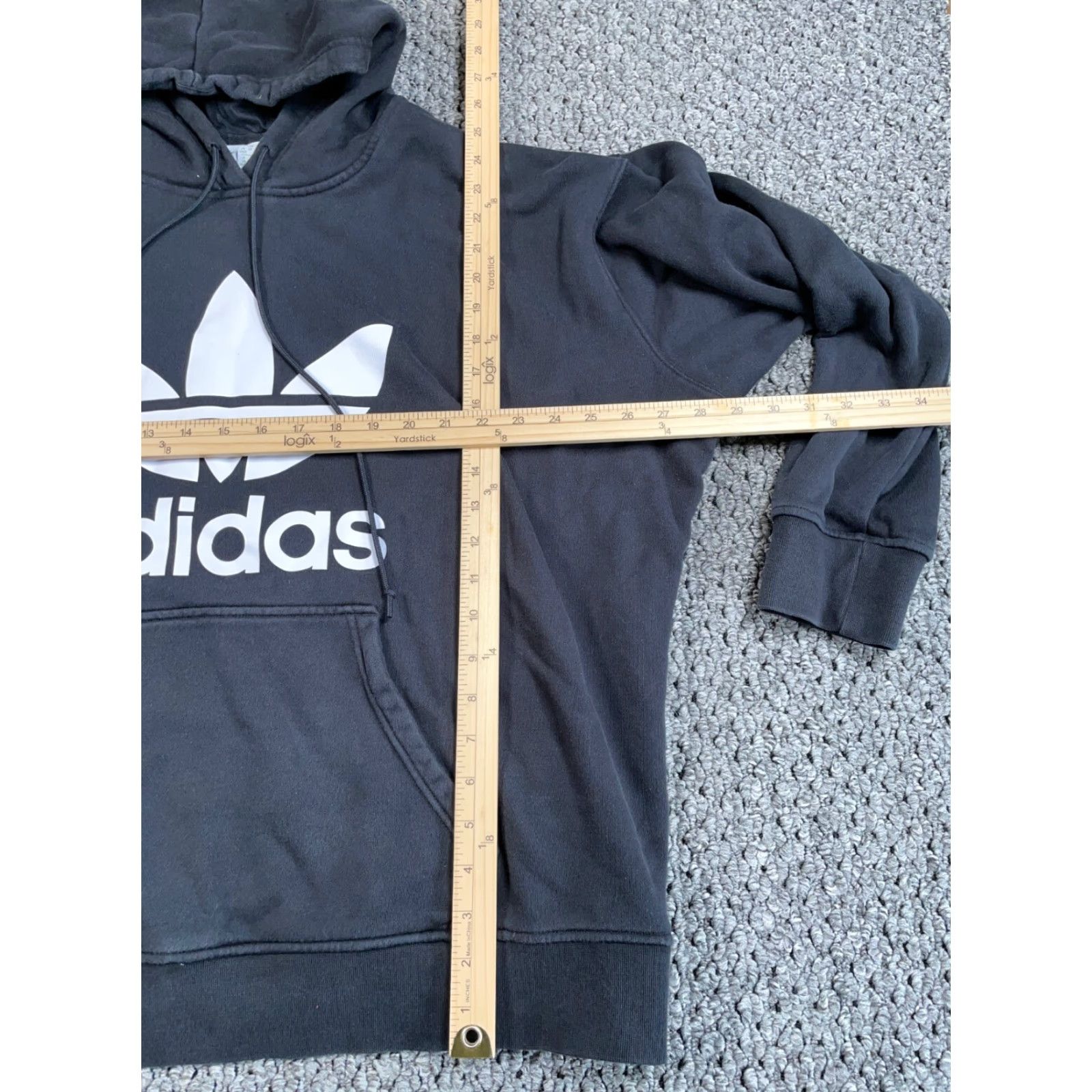 Adidas adidas Hoodie Women 2X Black Trefoil Logo Sweatshirt Drawstring Crew Neck Heavyweight Pullover Activewear Hip Hop Retro Womens Size XXL / US 16-18 / IT 52-54 - 6 Thumbnail