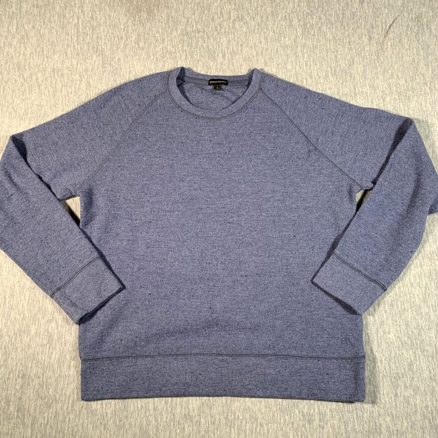 Banana Republic Banana Republic Sweatshirt Men L Blue Heather Raglan Crew Neck Thermal Knit Pullover Regular Cotton Polyester Raglan Sleeves Size US L / EU 52-54 / 3 - 2 Thumbnail